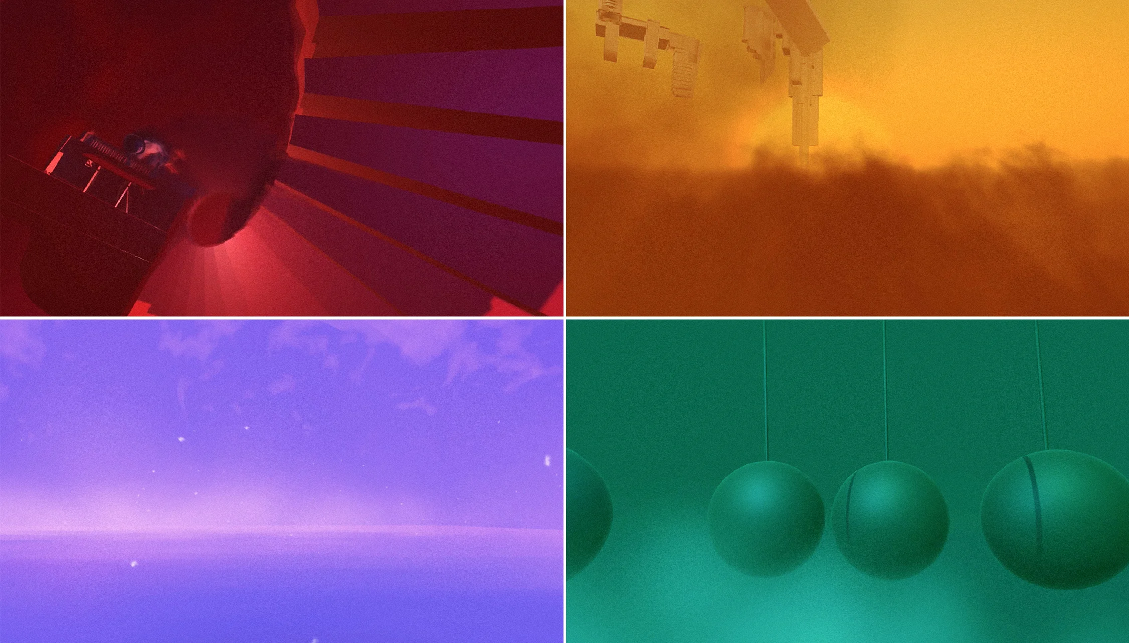 In Jamais Vu, there are four loops that represent four metaphors: the transition of states of matter, the endless struggle of human, the cycle of day and night, and the eternity of universe energy. 