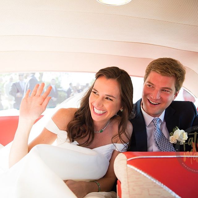 A grand exit in an elegant ride? YES Please!  Photo Talent: @katiemartinstudio |  Wedding Planning: @rebeccathomasevents |  Beauty: @ariellewisllc |  Floral: @seaberryfarm