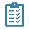 Icon of a checklist on a clipboard.