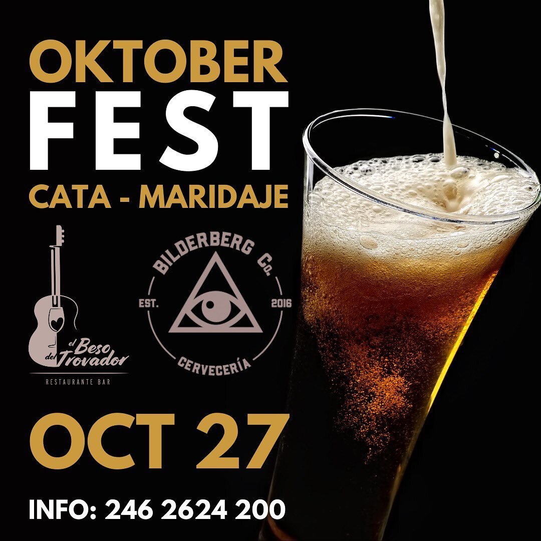 Este octubre 27 nuestro maestro cervecero @palma.cervecero estar&aacute; dirigiendo una cata maridaje con nuestros amigos de @elbesodeltrovador! Reserva al n&uacute;mero para m&aacute;s info marca al: 2462624200 🍺