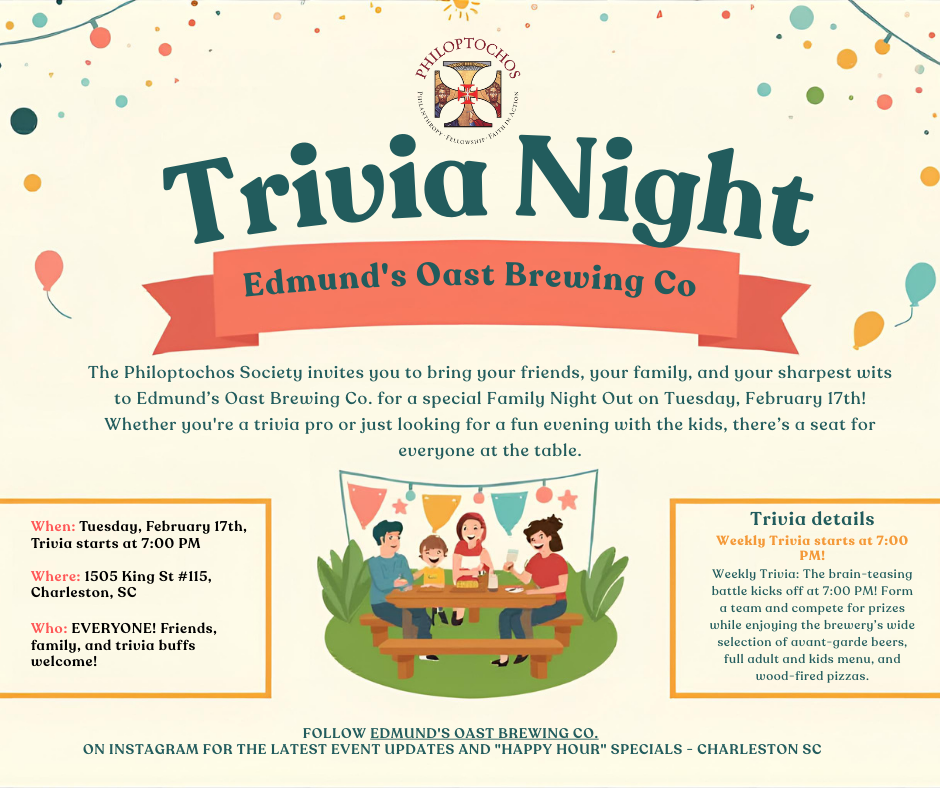Philoptochos Social Trivia Night: All Welcome! Feb 17 @ 7pm at EO Brewing Co