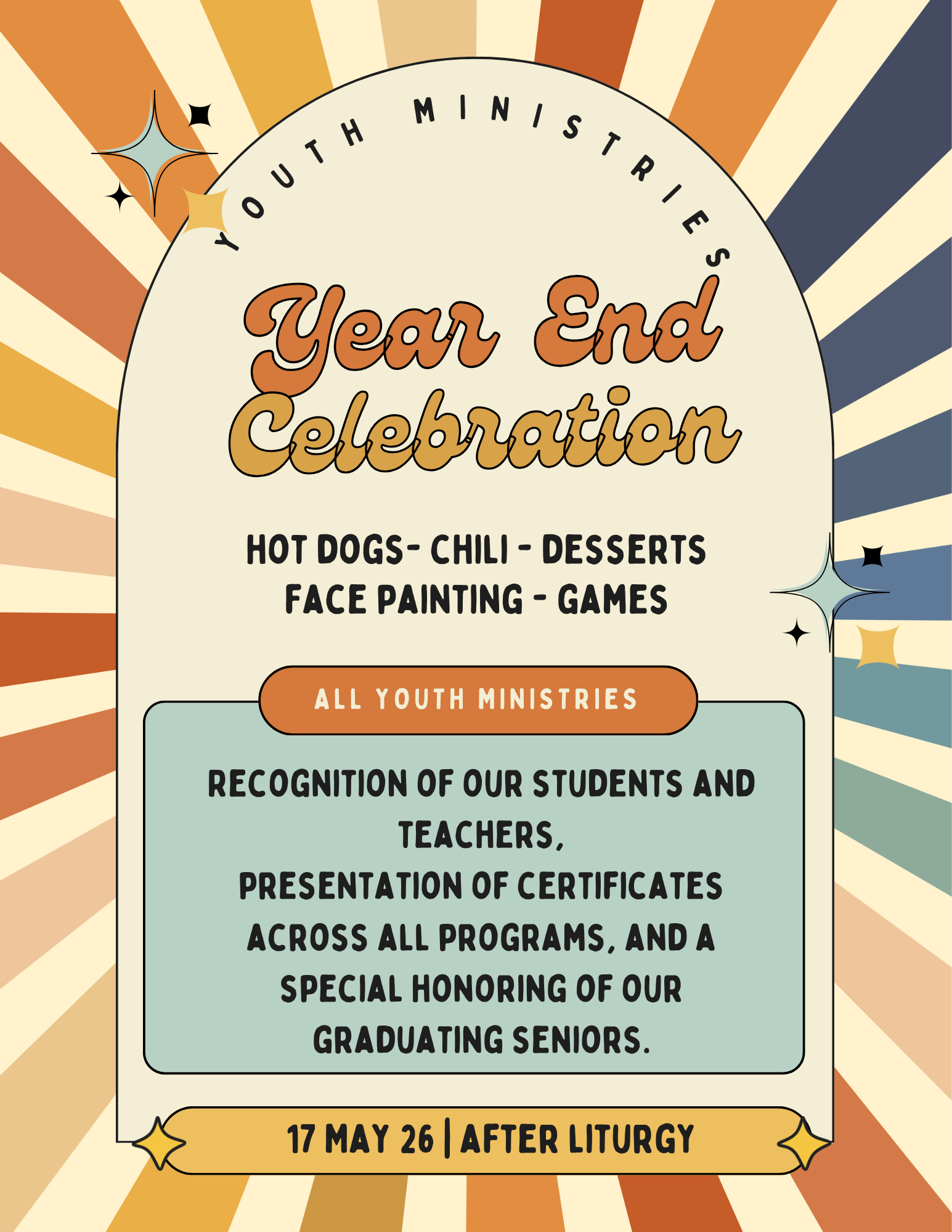 Youth Ministries End of Year Celebration May 17