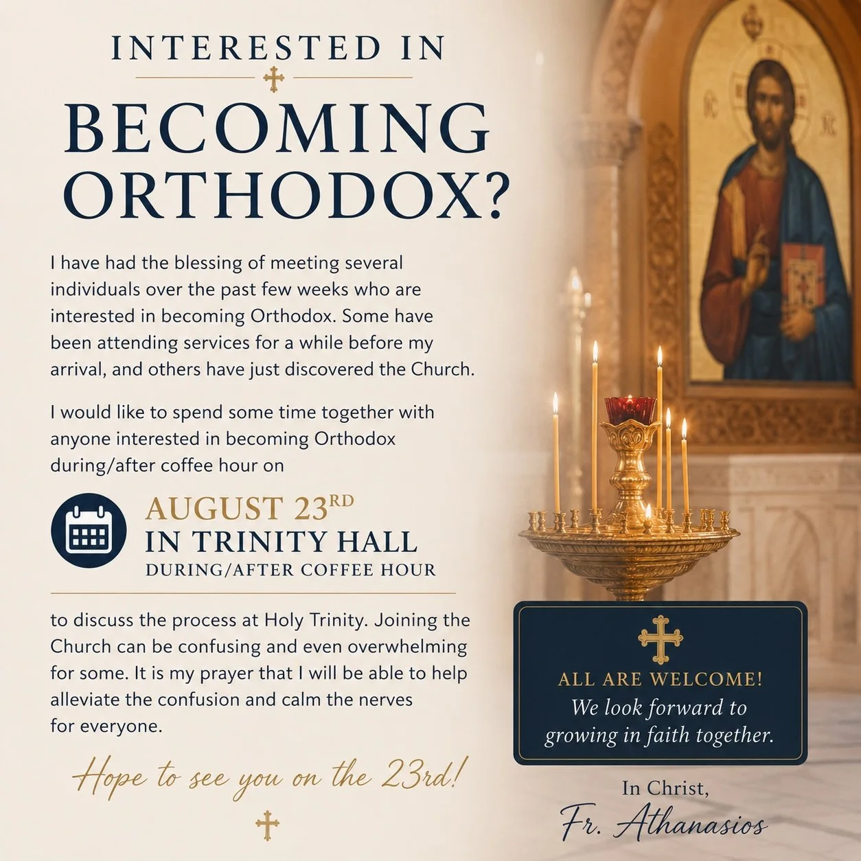 Intro to Orthodoxy Discussion August 23 
