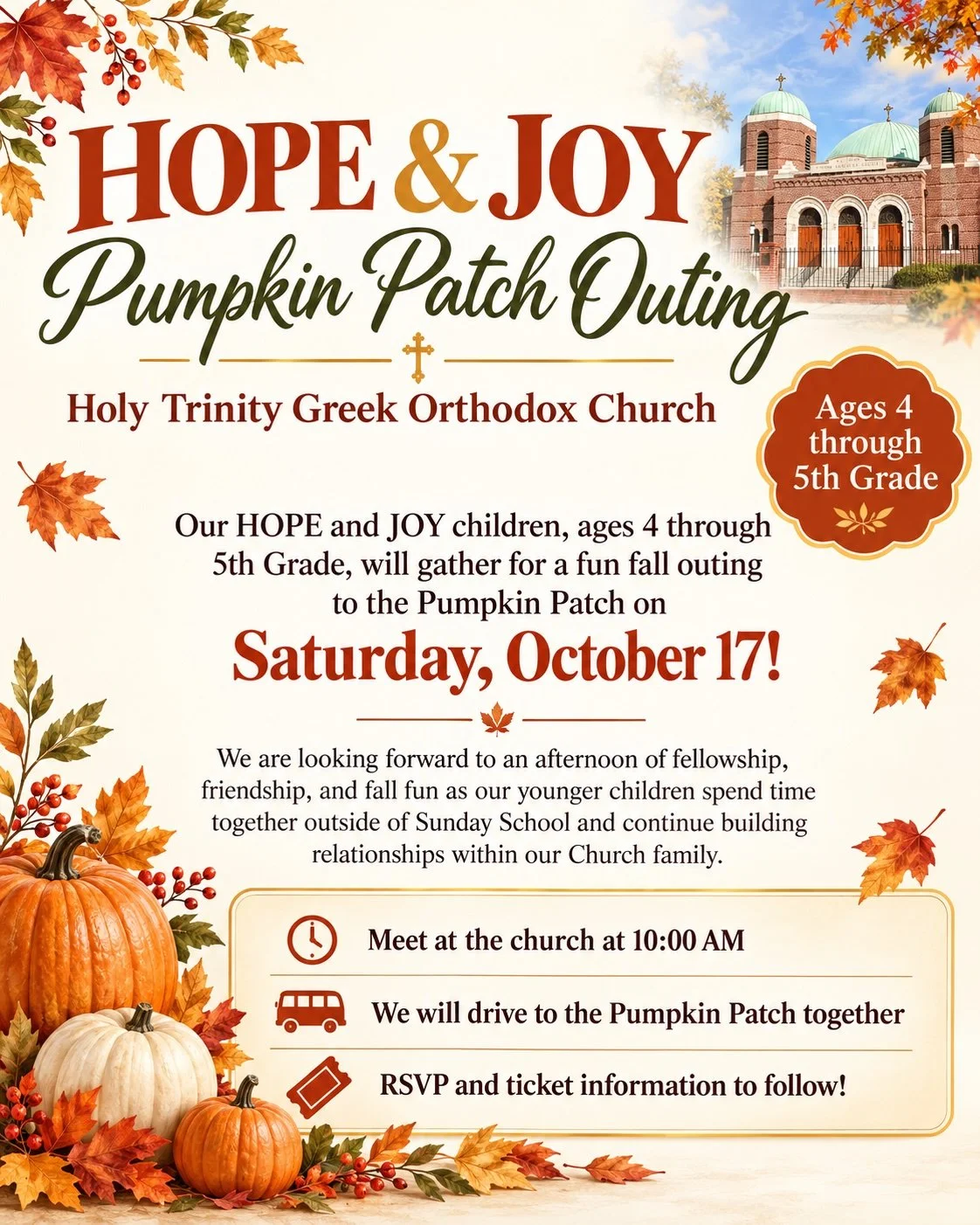HOPE &amp; JOY Pumpkin Patch October 17  at 10 AM