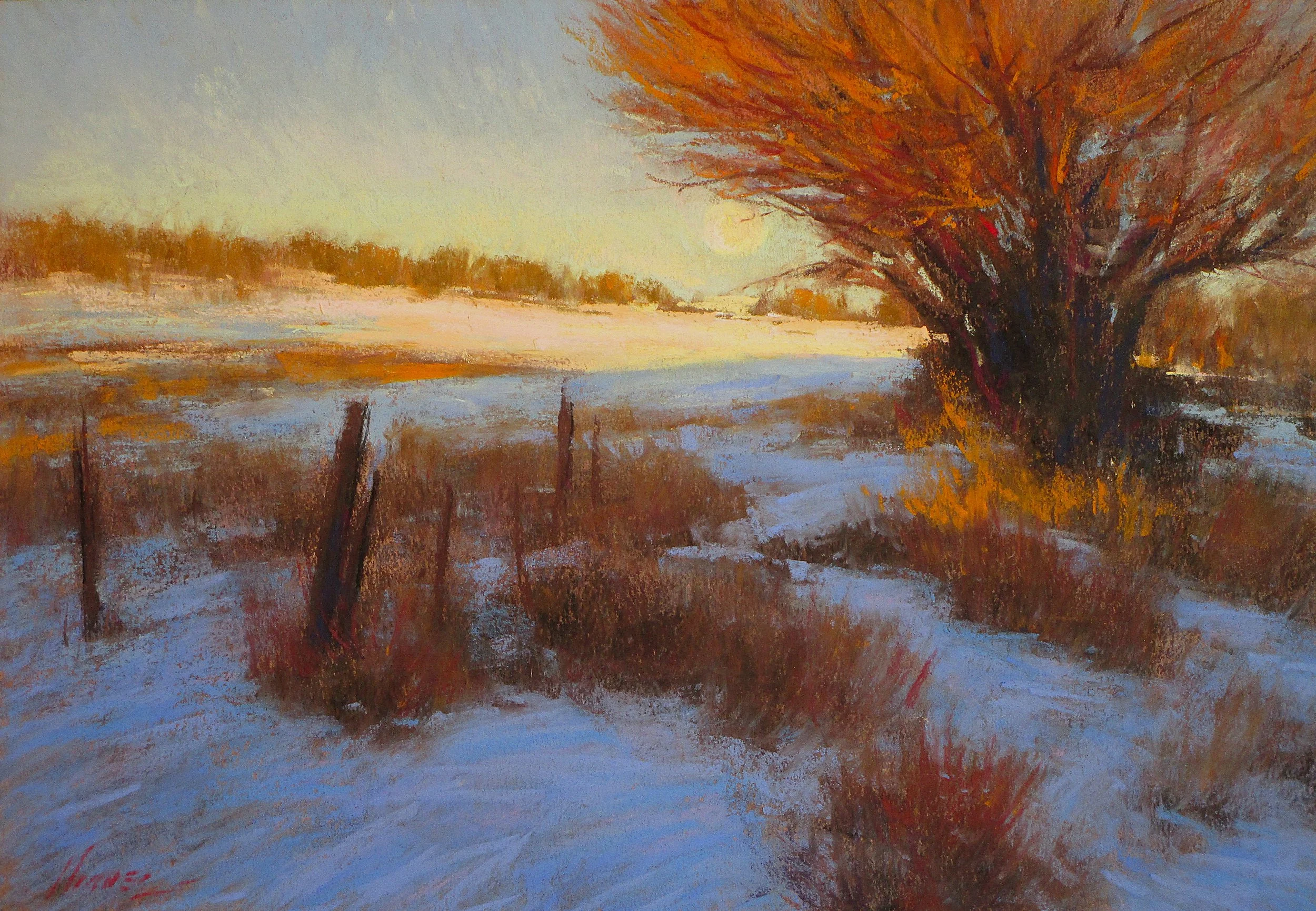 Moonrise at Dusk 10" x 14" Pastel