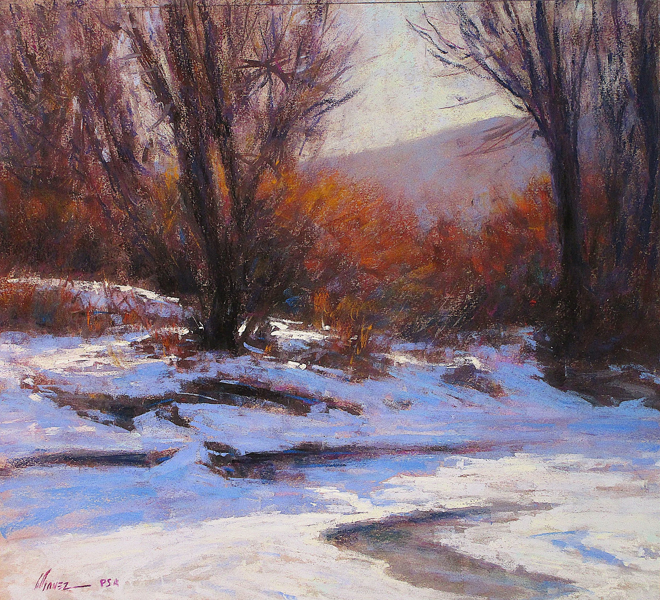 Platte River in Winter Pastel 16" x 18" Artzline Gallery
