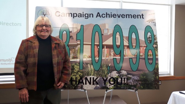  Diane Lorenz – who, with husband Ed, donated the single-biggest source of funding for the new Ed's House Northumberland Hospice Care Centre at $1.5-million - helped to unveil the final fundraising campaign total at this week's celebration event.   