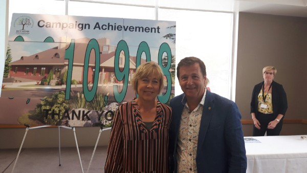  Kym and Brian Read, after whom the Ed's House Northumberland Hospice Care Centre hospice-care wing will be named, Dr. Bill Harris and his wife Penny, a long-time hospice volunteer, helped to unveil the final fundraising campaign total at this week's