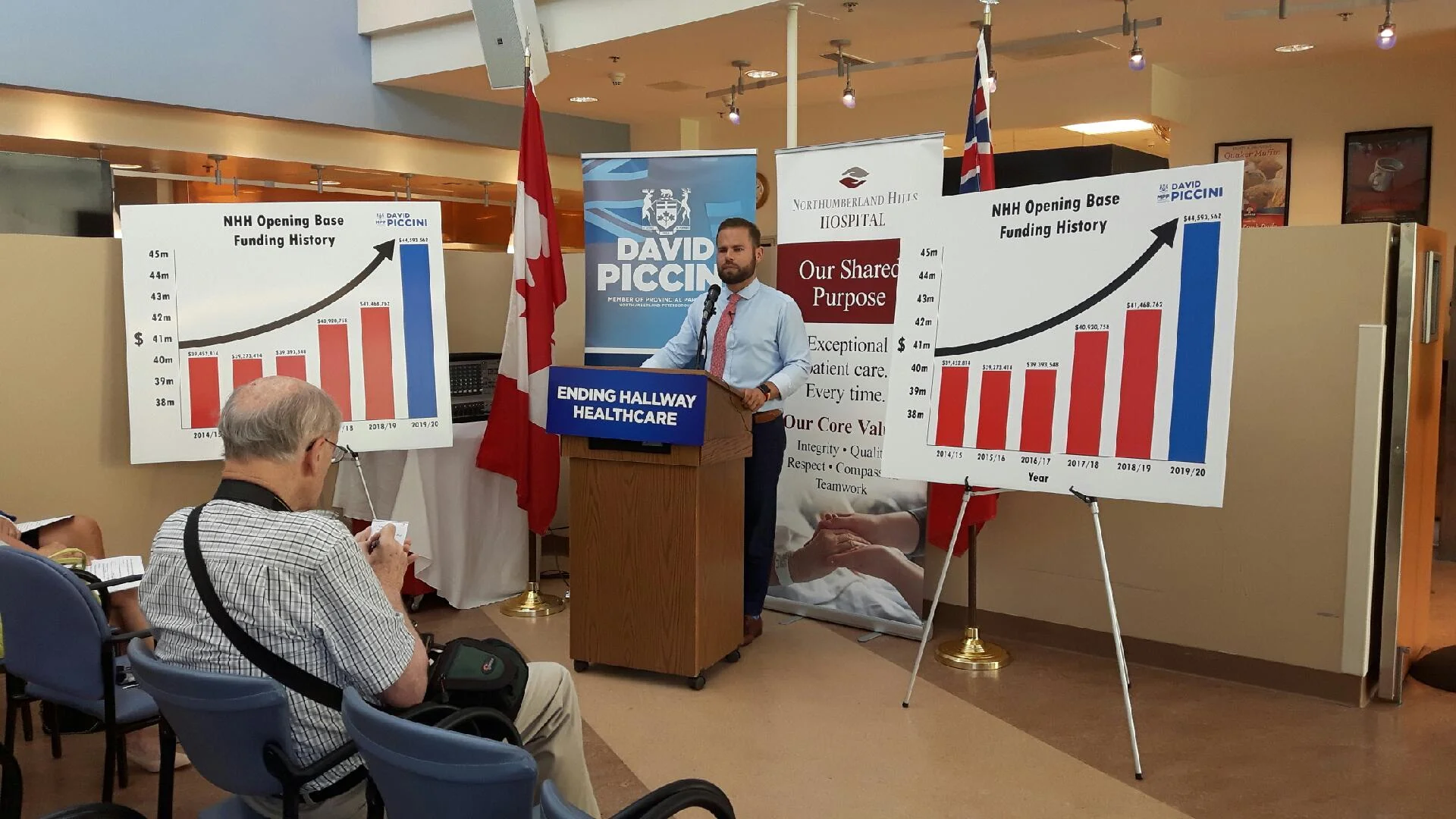 Northumberland-Peterborough South MPP David Piccini delivers good hospital-funding news at Northumberland Hills Hospital