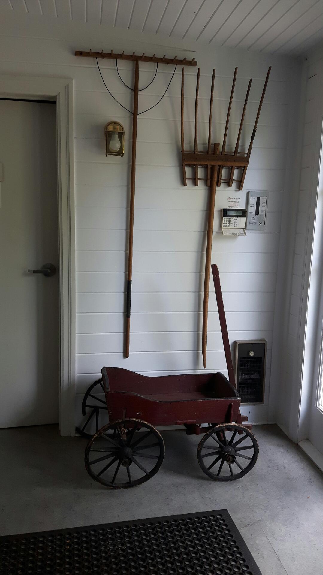  Inside the west entrance is a display of old gardening implements 