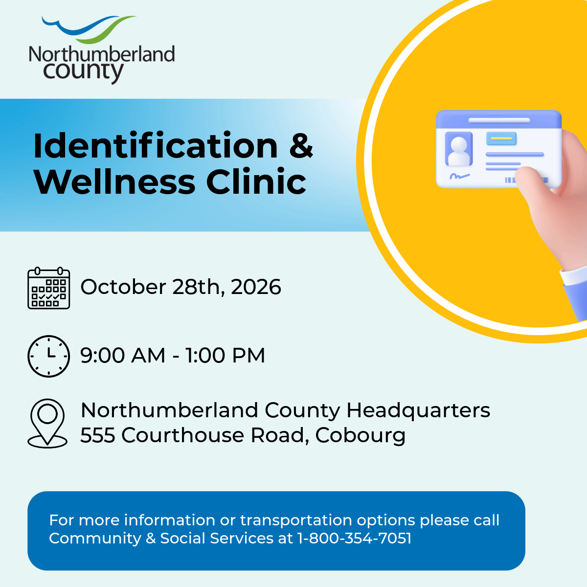 County offers ID clinic in Cobourg
