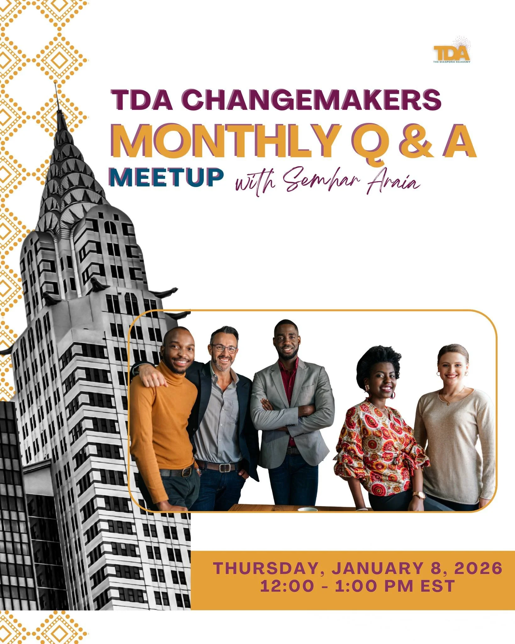 Do you have a diaspora idea that needs to move from concept to momentum? Stop feeling stuck and start making progress with dedicated support.

🗓️ Our next TDA Changemakers session is Thursday, January 8, 2026. This private, one-hour check-in is wher