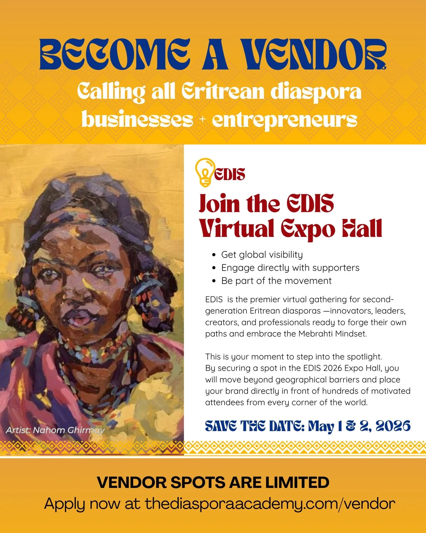 📢 🇪🇷🌍 The Eritrean diaspora is full of brilliant builders. EDIS 2026 is ready to show the world.

One thing I know after 25 years in this space: our community doesn&rsquo;t lack talent. We lack the global stage to match it. That changes this year
