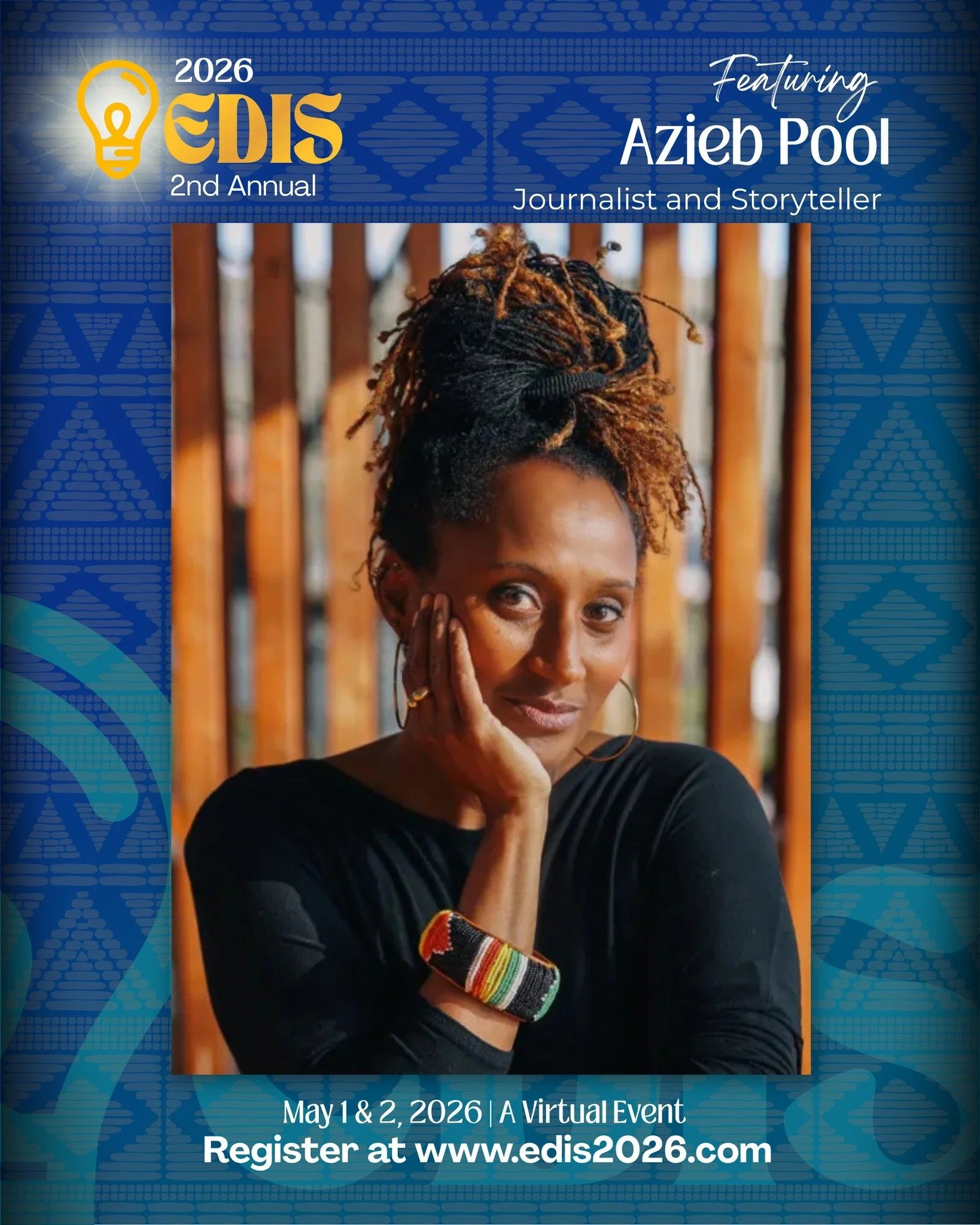 Meet our third Wave 1 voice joining us at EDIS 2026.

Azieb is a senior creative leader, arts strategist, and writer, passionate about the power of culture to connect people, unlock hidden stories, and spark radical change. From 2019 to 2025, she led