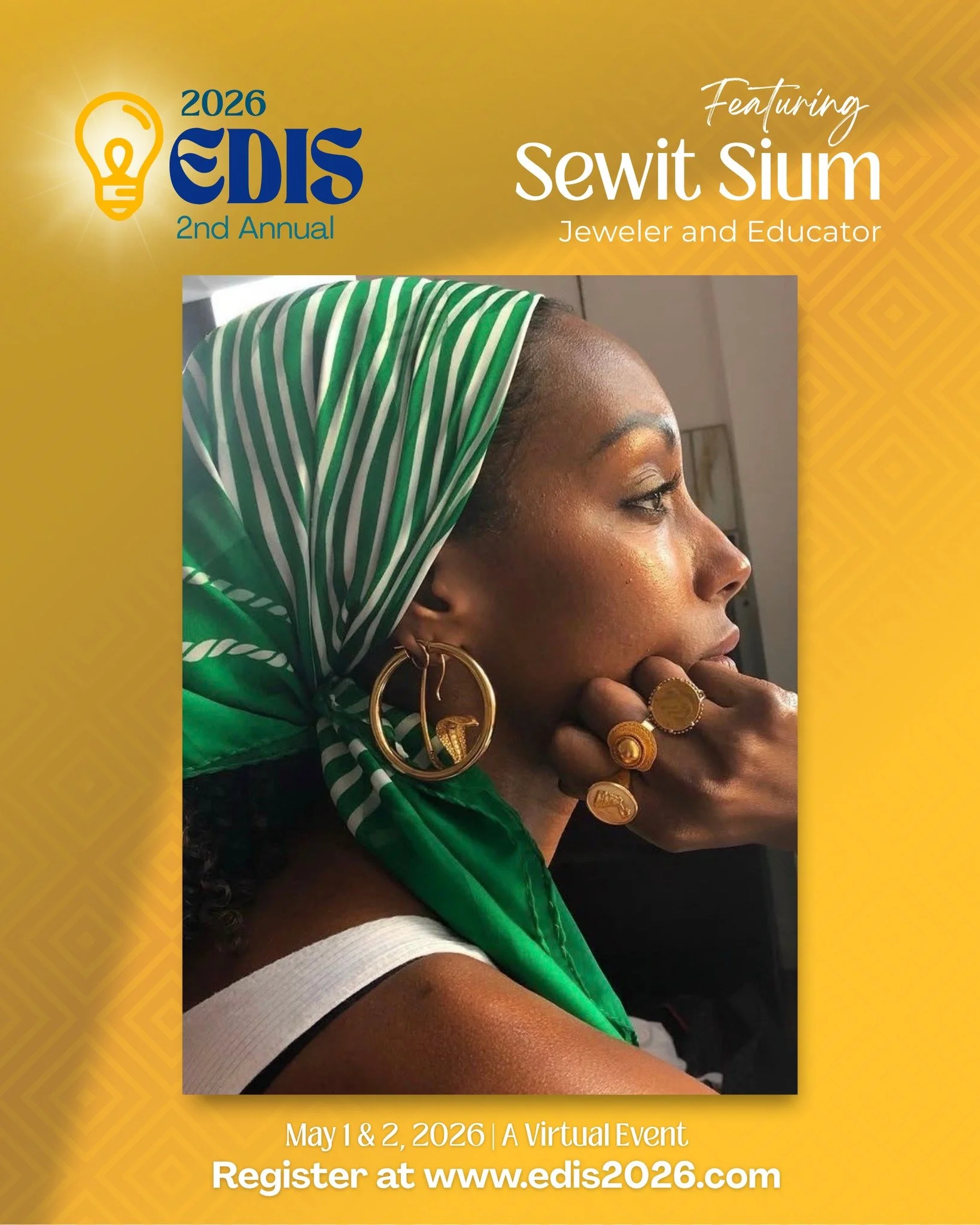 Meet Sewit Sium, joining us at EDIS 2026.

Sewit is an artist who has been crafting living history in the form of jewelry all of her life. Her work is rooted in the animacy of objects: when her pieces are worn, they are activated and their ongoing st