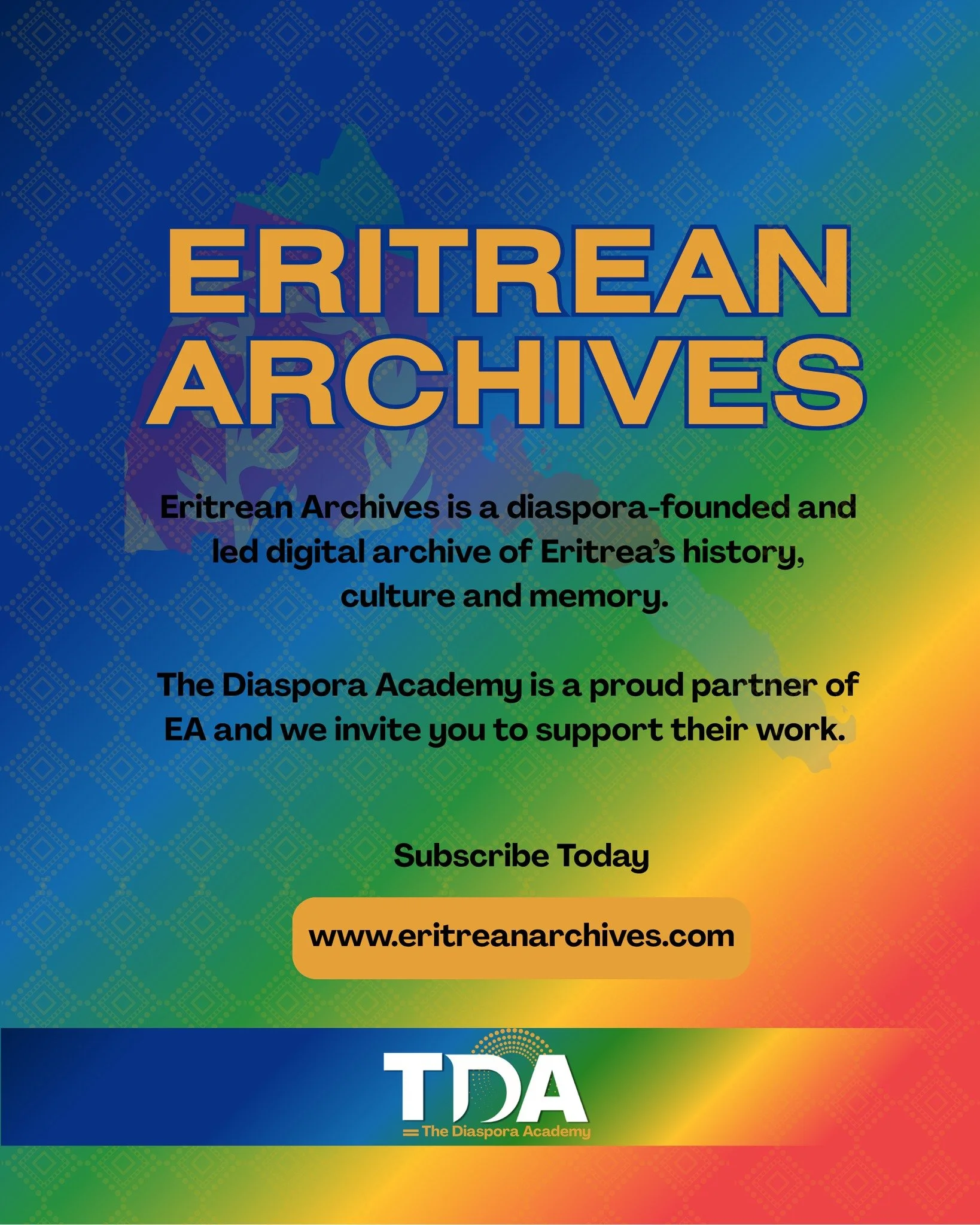 🇪🇷 Eritrean diaspora are using their time, talents and treasures to remain connected, learn and preserve our heritage.  This is the work Eritrean Archives has been doing for years and we are proud to support their growth at The Diaspora Academy.

O