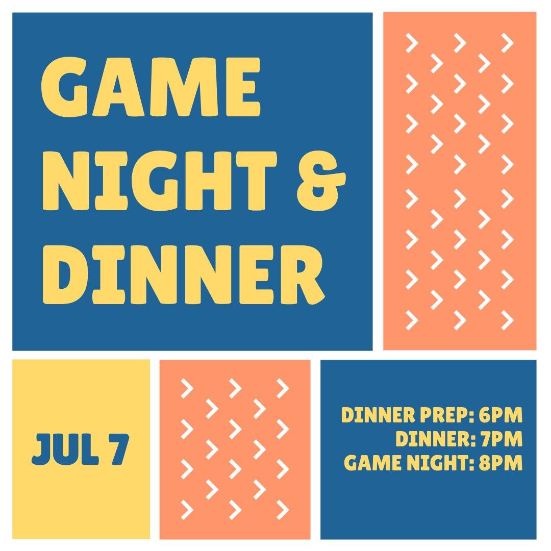 This Friday, we are having a game night with dinner! Daniel will be cooking some food for us starting at 6pm, so please contact him if you'd like to join in helping! At 7pm, we will begin dinner and at 8pm we will have our game night. Hope to see you