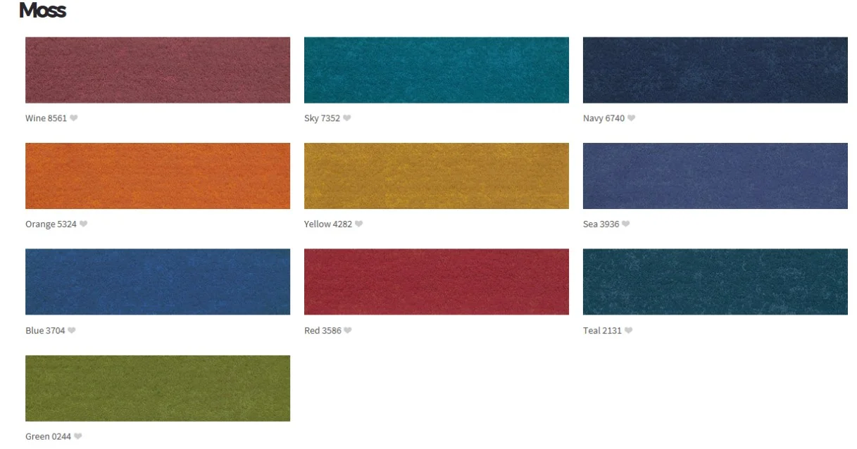 Choice of colours in the Signature Botanica carpet plank range
