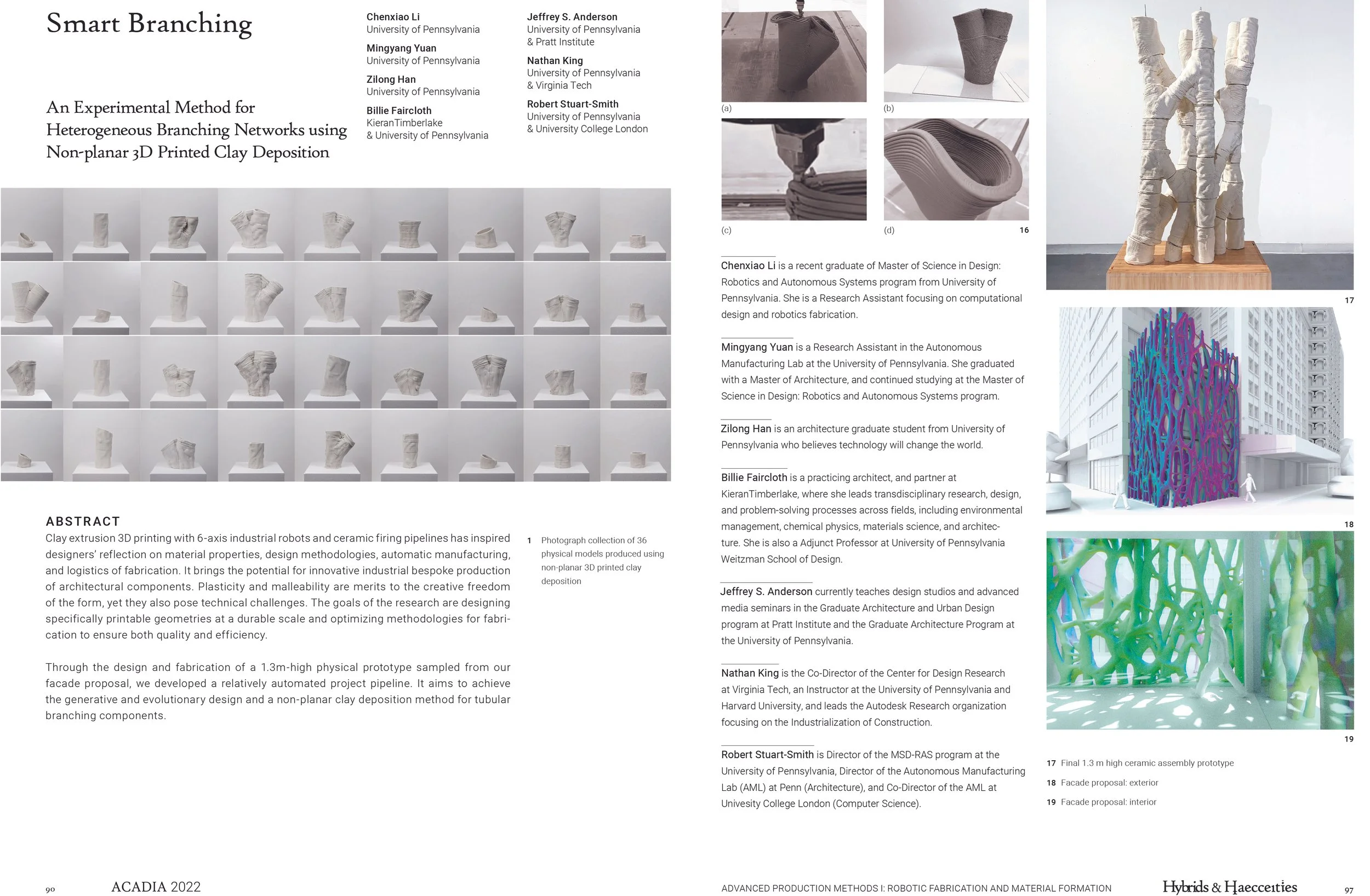 Smart Branching: An Experimental Method for Heterogeneous Branching Networks using Non-planar 3D Printed Clay Deposition