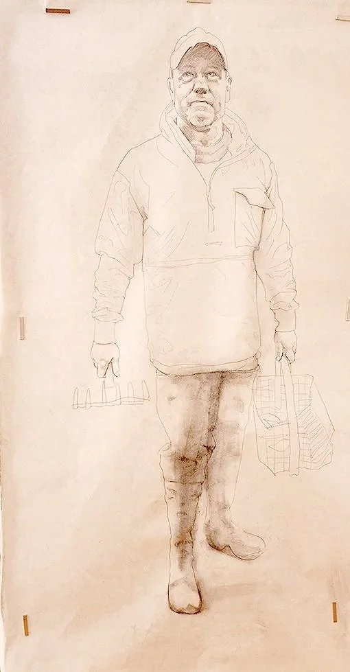 Portrait of Abden Simmons, graphite on Okawara paper, 38 in W x 72 in H