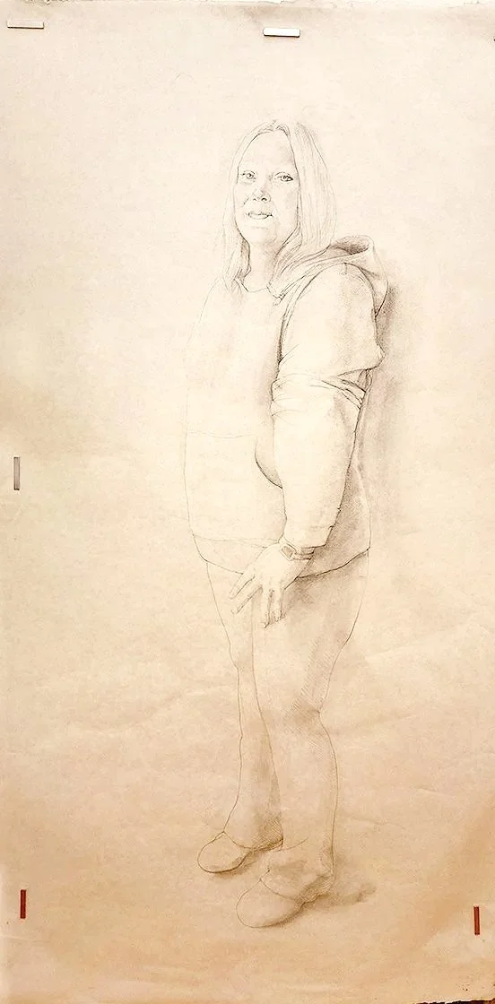 Portrait of Becky Libby, graphite on Okawara paper, 38 in W x 72 in H