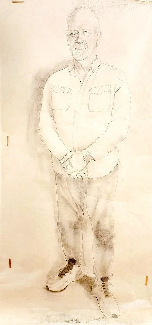 Portrait of Clint Collamore, graphite on Okawara paper, 38 in W x 72 in H