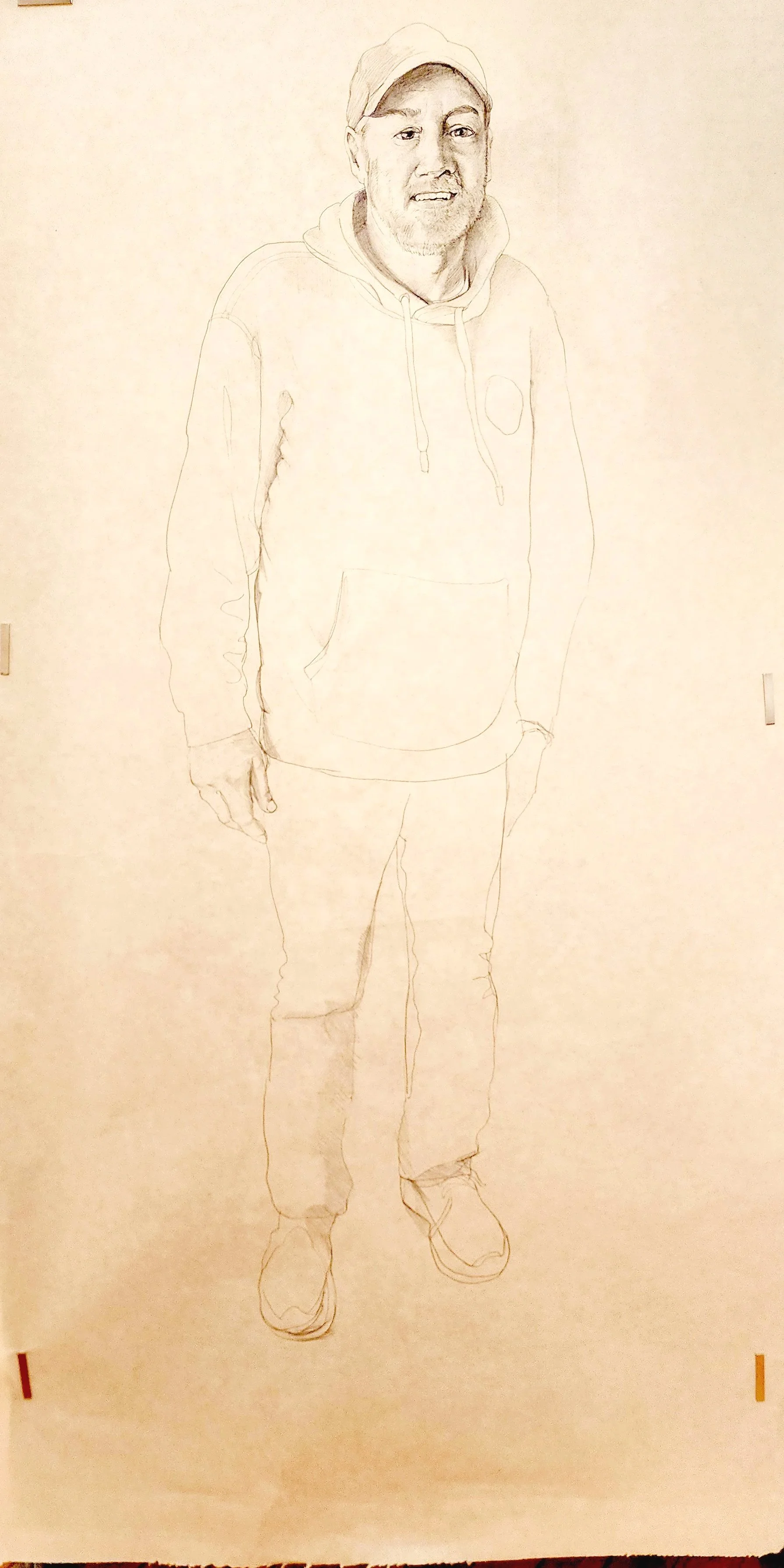 Portrait of Larry York, graphite on Okawara paper, 38 in W x 72 in H