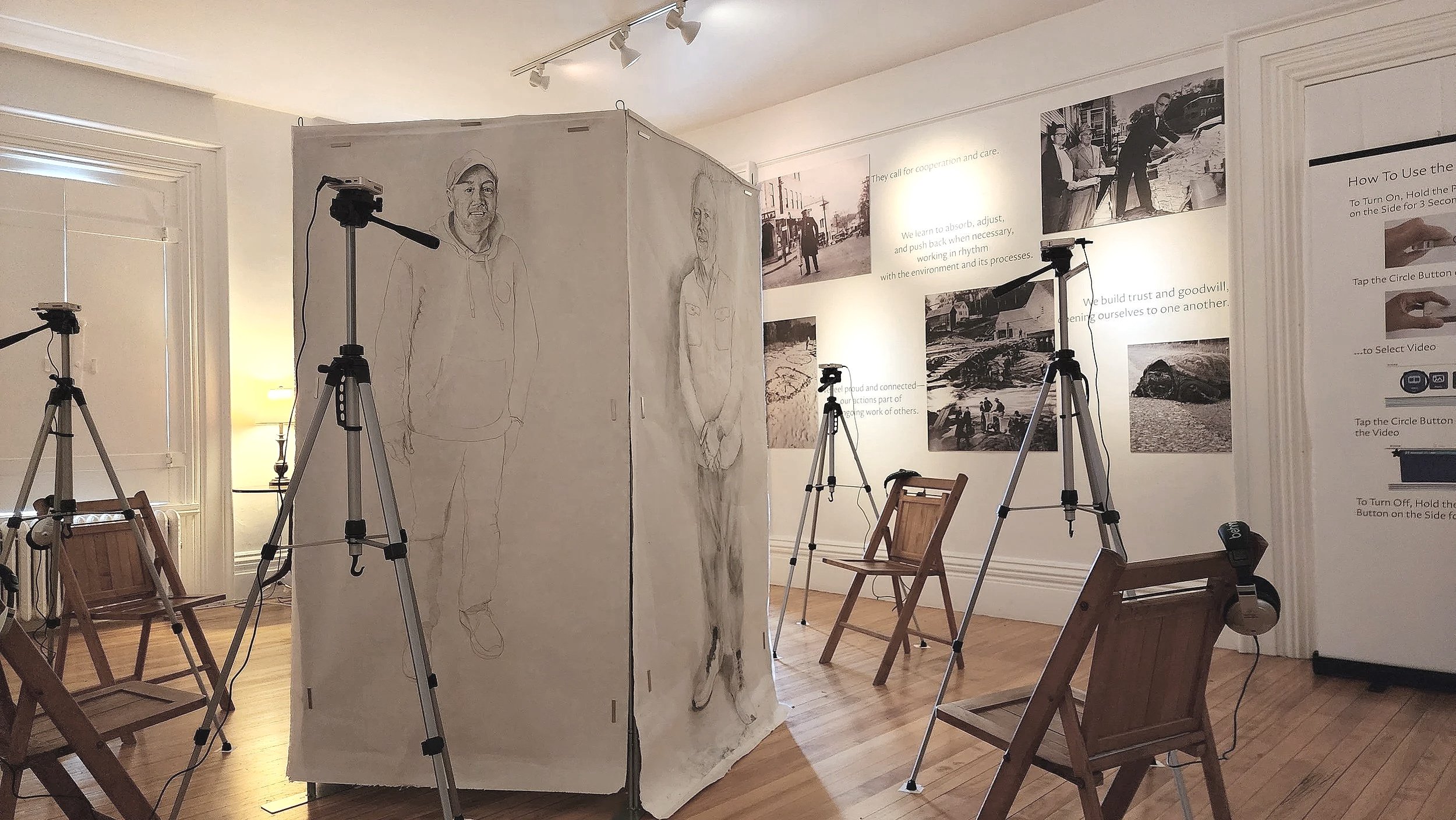 Working Water, Finding Ground, Installation with drawing, video, and soundscape