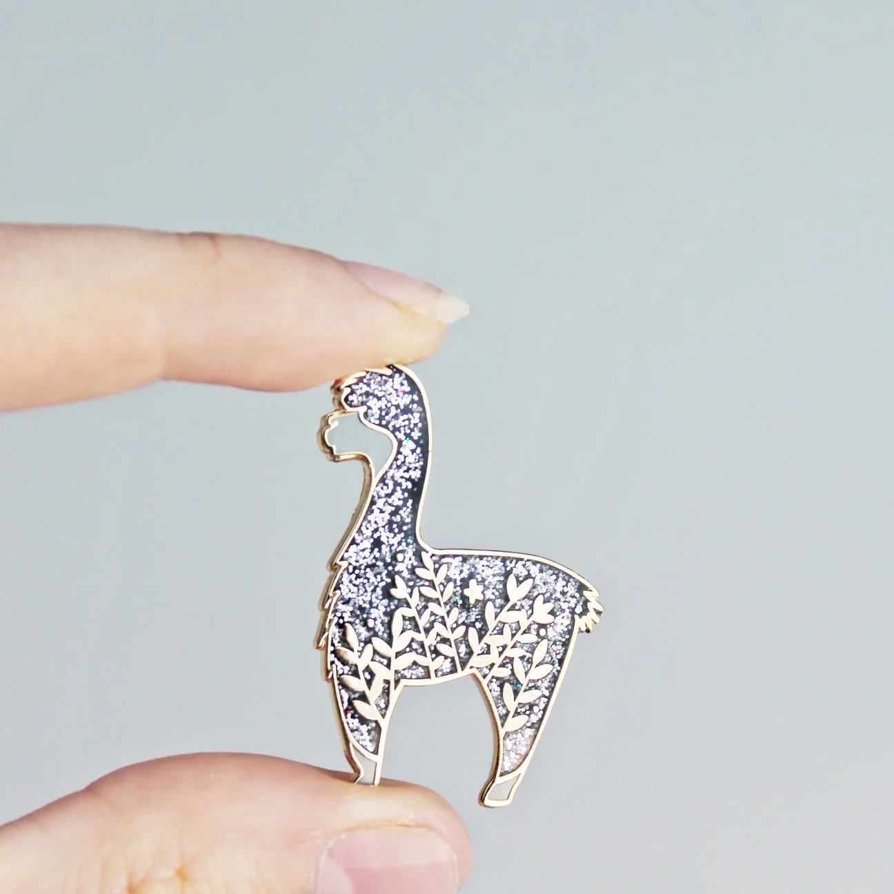 Little Black Glitter Alpaca Enamel Pin 1.jpg