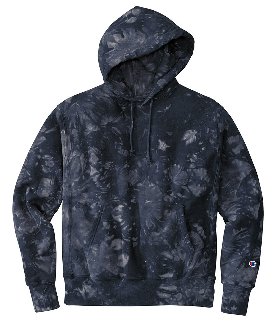 Champion ® Reverse Weave ® Scrunch-Dye Tie-Dye Hooded Sweatshirt Navy