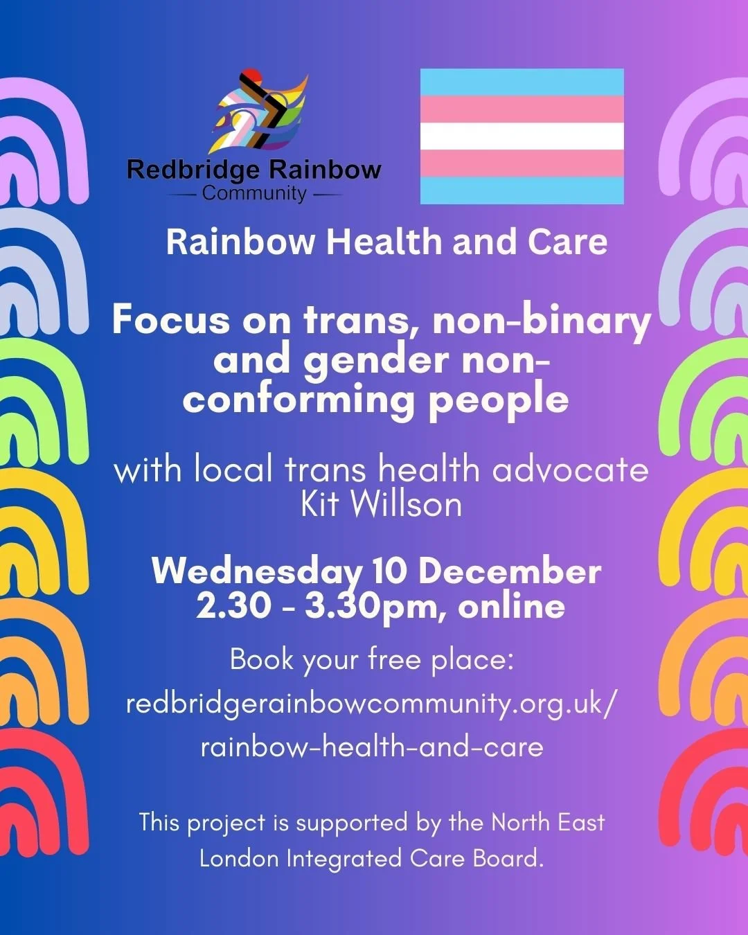 There's still time to sign up to join us online this Weds for our Rainbow health and care session focusing on trans+ people. We'll focus on health and care issues, but the session will be helpful to anyone wanting to learn more about some of the expe