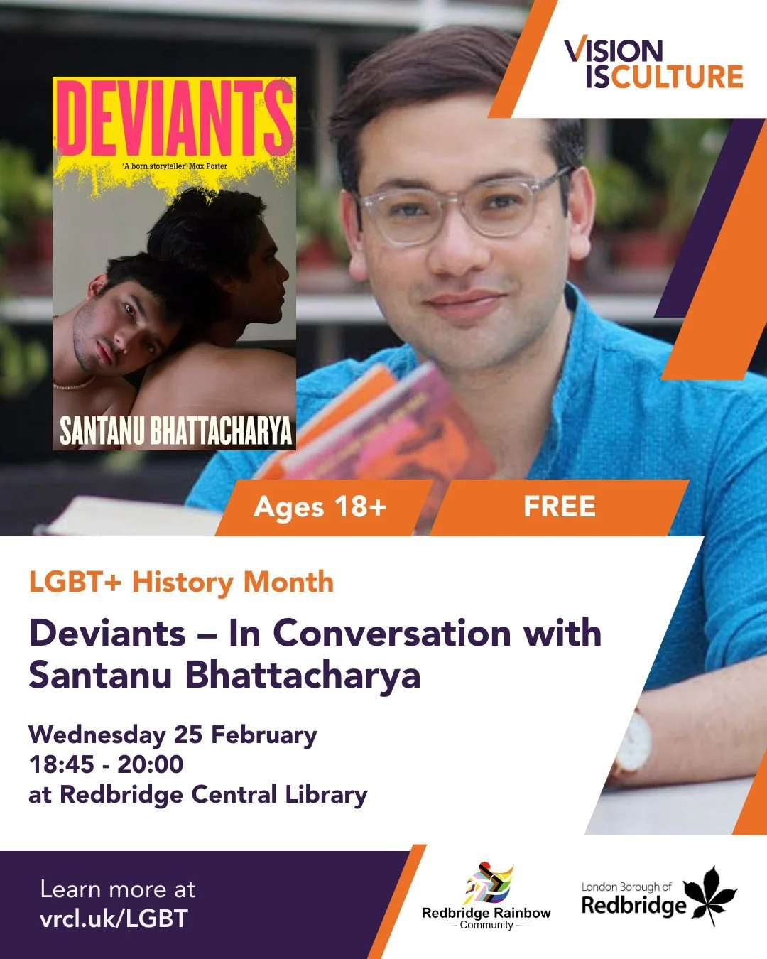 Join us on Weds 25 Feb for an in conversation event with @santanu_bx, author of 'One Small Voice' and 'Deviants'. Link in bio to book your FREE spot!