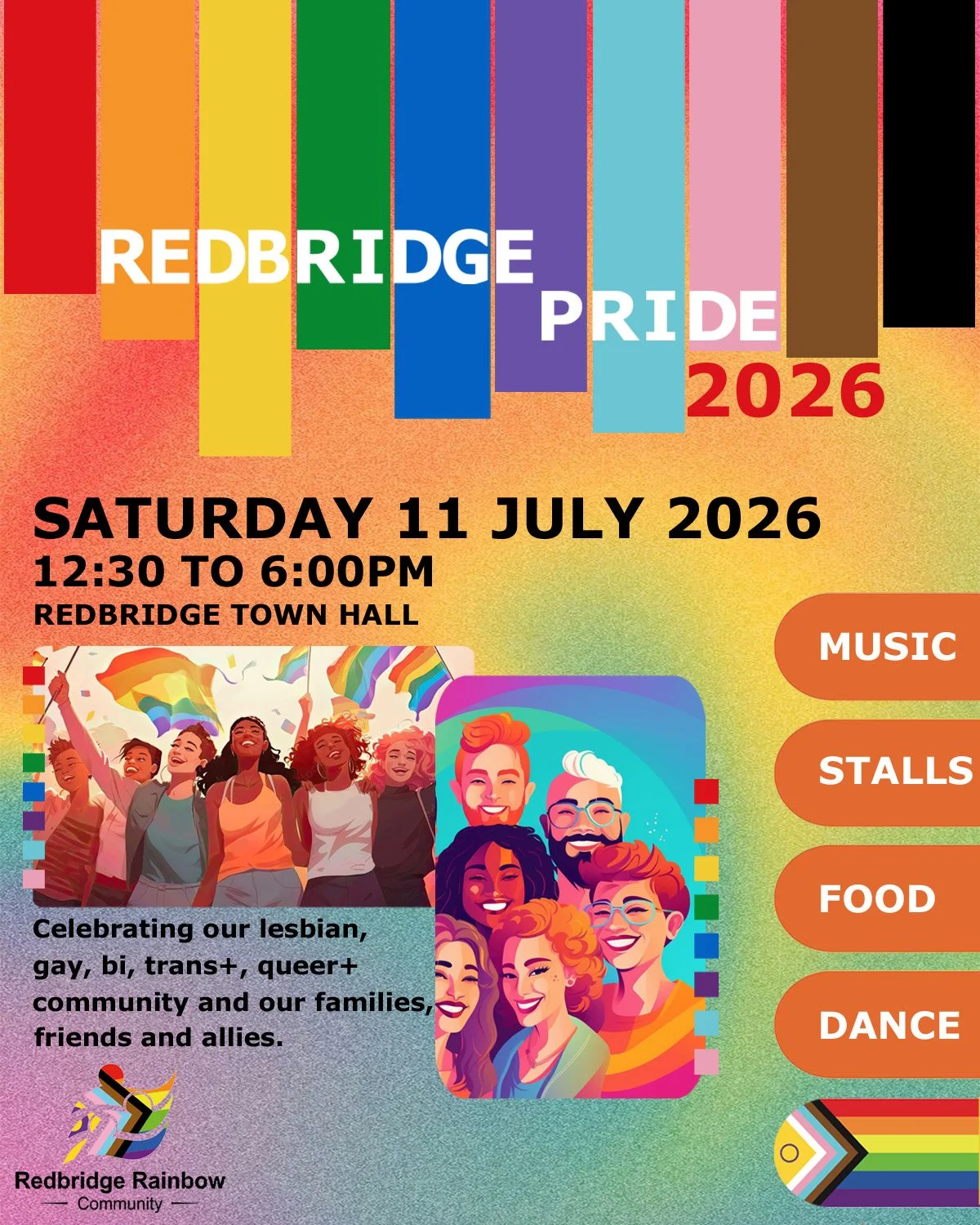 Redbridge Pride is back on 11 July 2026 and there are lots of ways to get involved, including volunteering, performing and fundraising, and of course joining us on the day. Link in bio to find out more and book your free ticket!