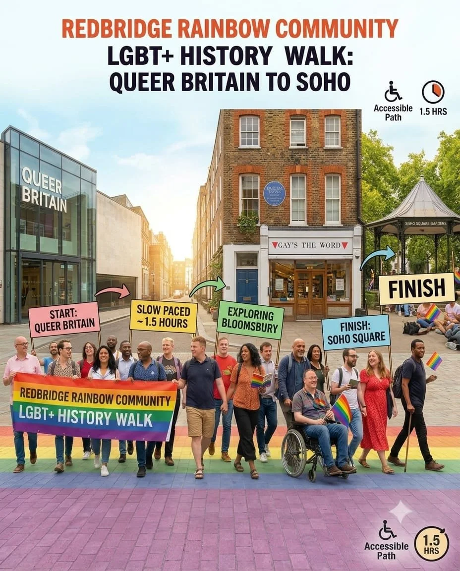 Join us on Sat 1 August for a walk from @queerbritain in Kings Cross to Soho. Link in bio to book your free spot