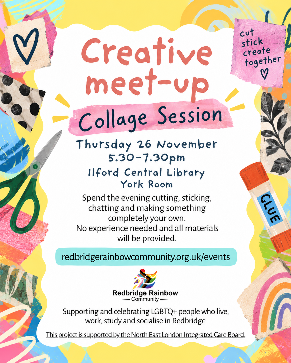 Redbridge Rainbow creative meet-up: Collage workshop with A First Piece