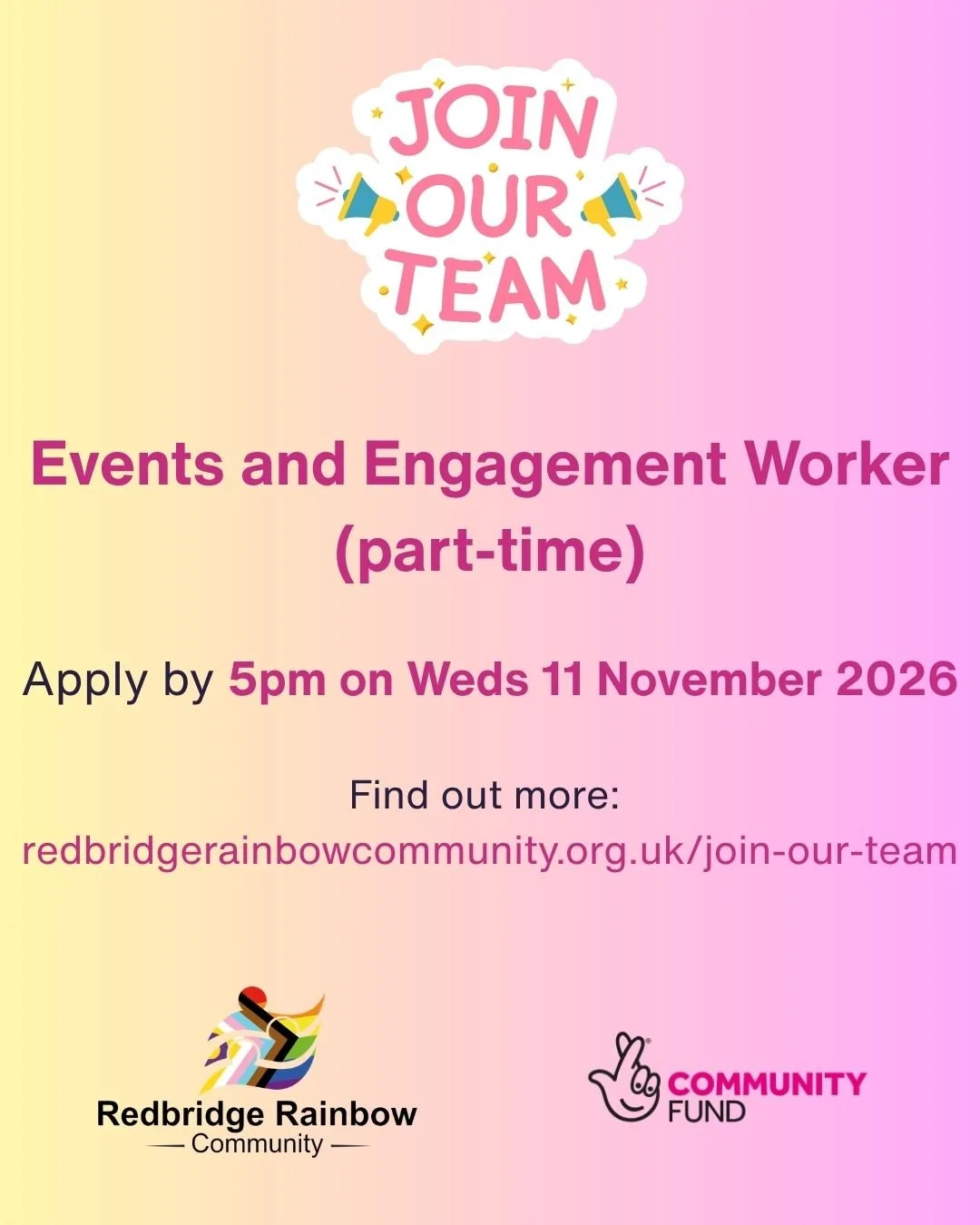 Thanks to support from @tnlcommunityfund we are recruiting a new Events and Engagement Worker! Deadline to apply is 5pm on Weds 11 November. Link in bio to find out more!