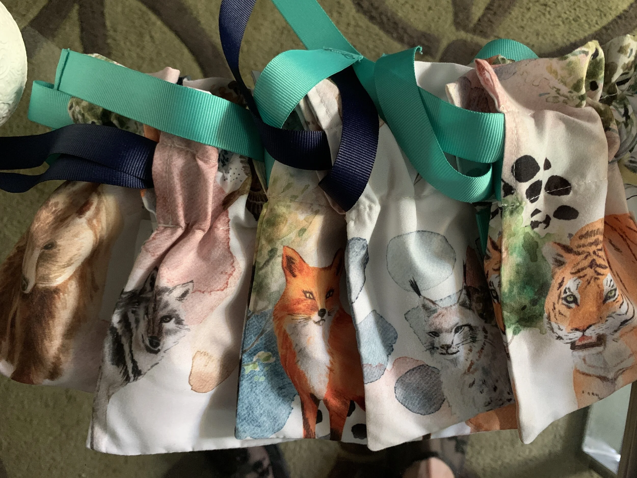 Collection of 5 spirit animal masks &amp; satchels 