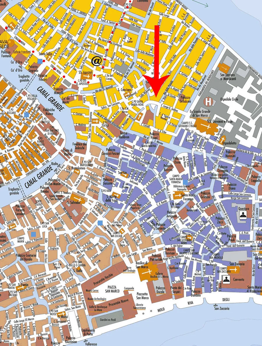 Mappa della Osteria da Alberto, Cannaregio