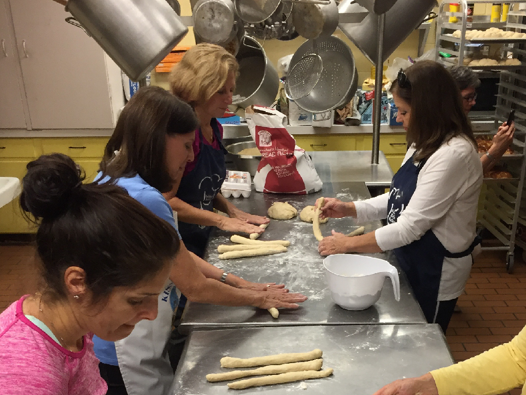 Making Heidi's Challah at the Beth Shalom Synagogue.