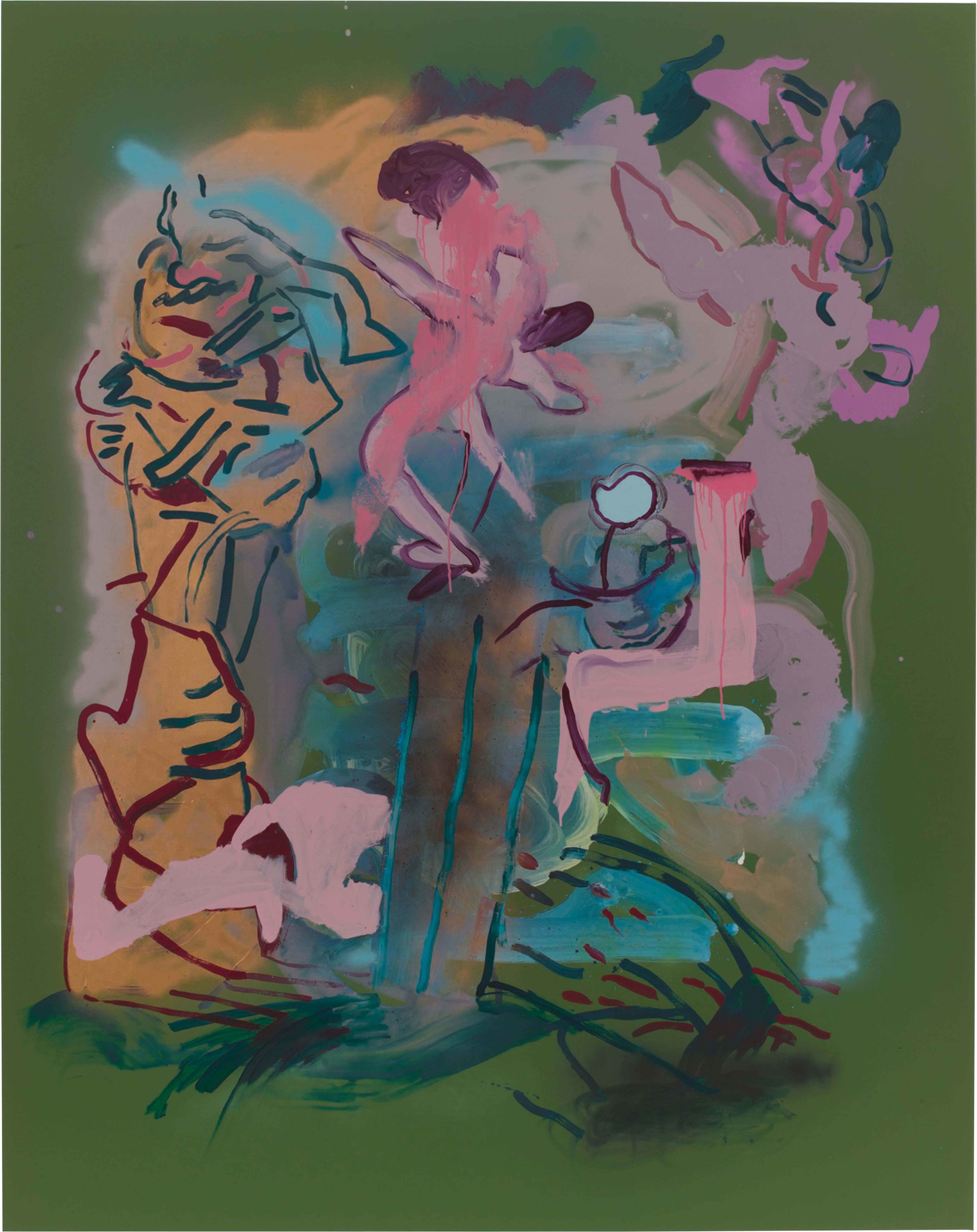 Drew Beattie and Ben Shepard  Boys in Trees  2015 acrylic and spray paint on canvas 96 x 76 inches 