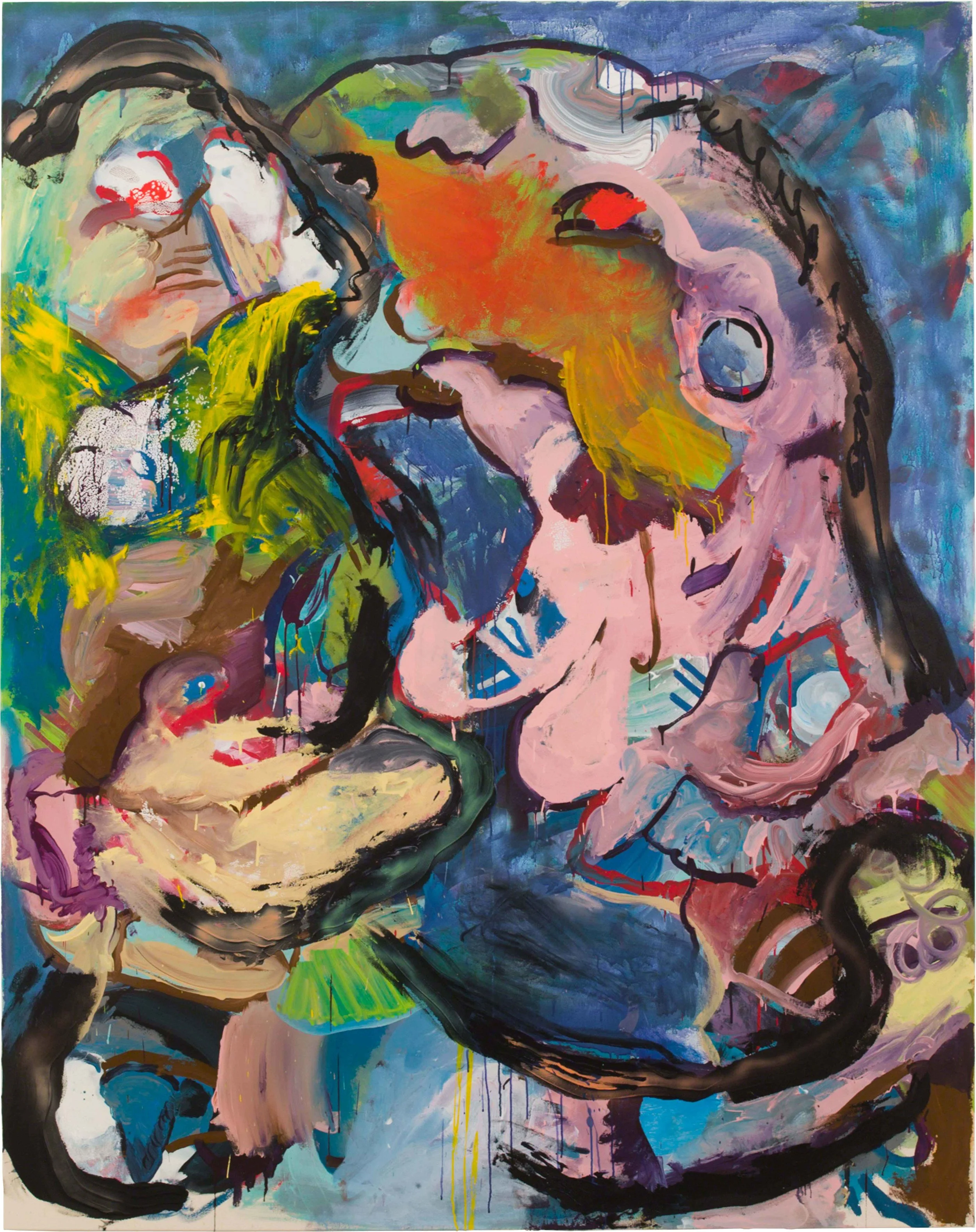 Drew Beattie and Ben Shepard Night Battles 2015 acrylic and spray paint on canvas 96 x 76 inches