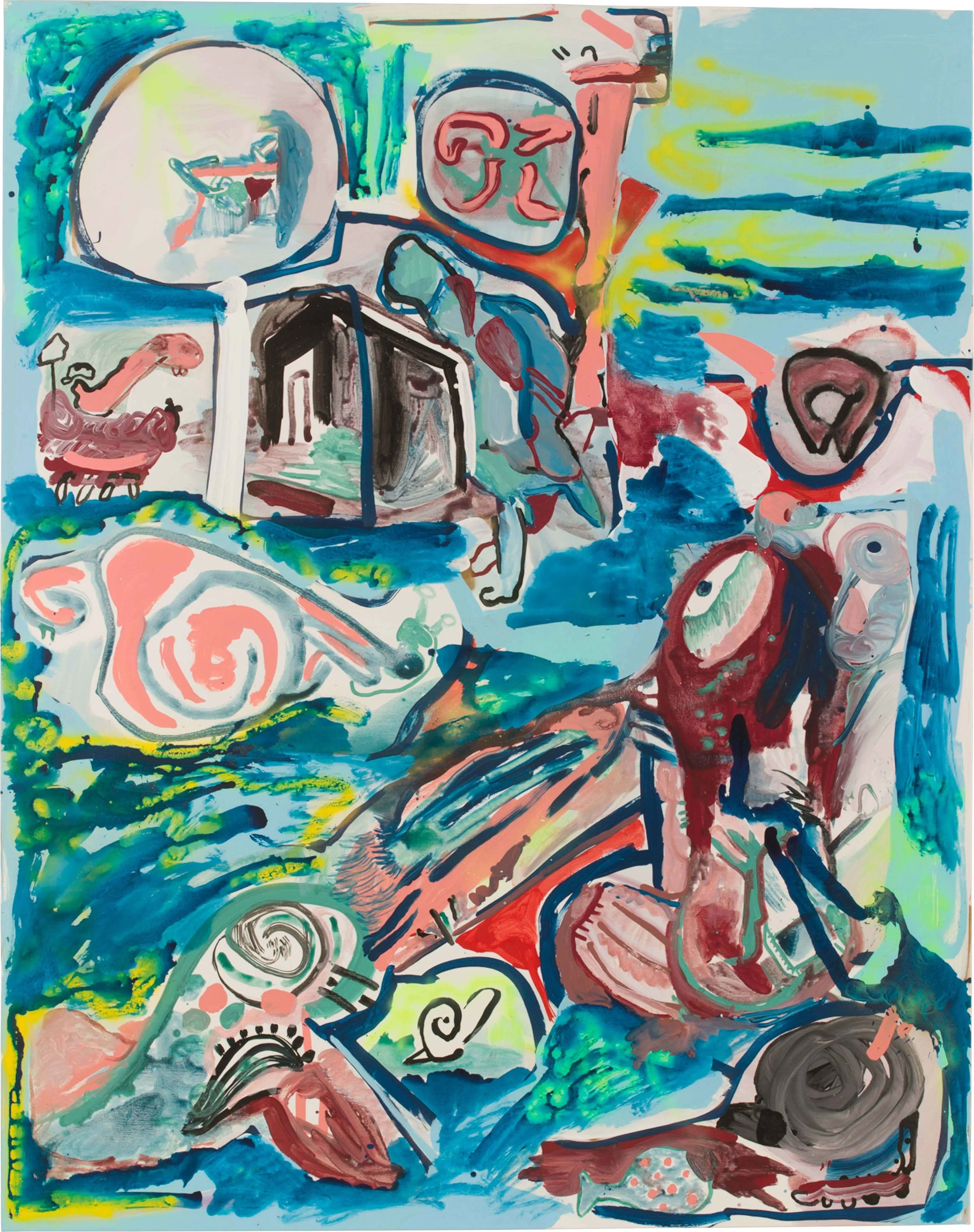 Drew Beattie and Ben Shepard Snail Chart 2015 acrylic and spray paint on canvas 96 x 76 inches