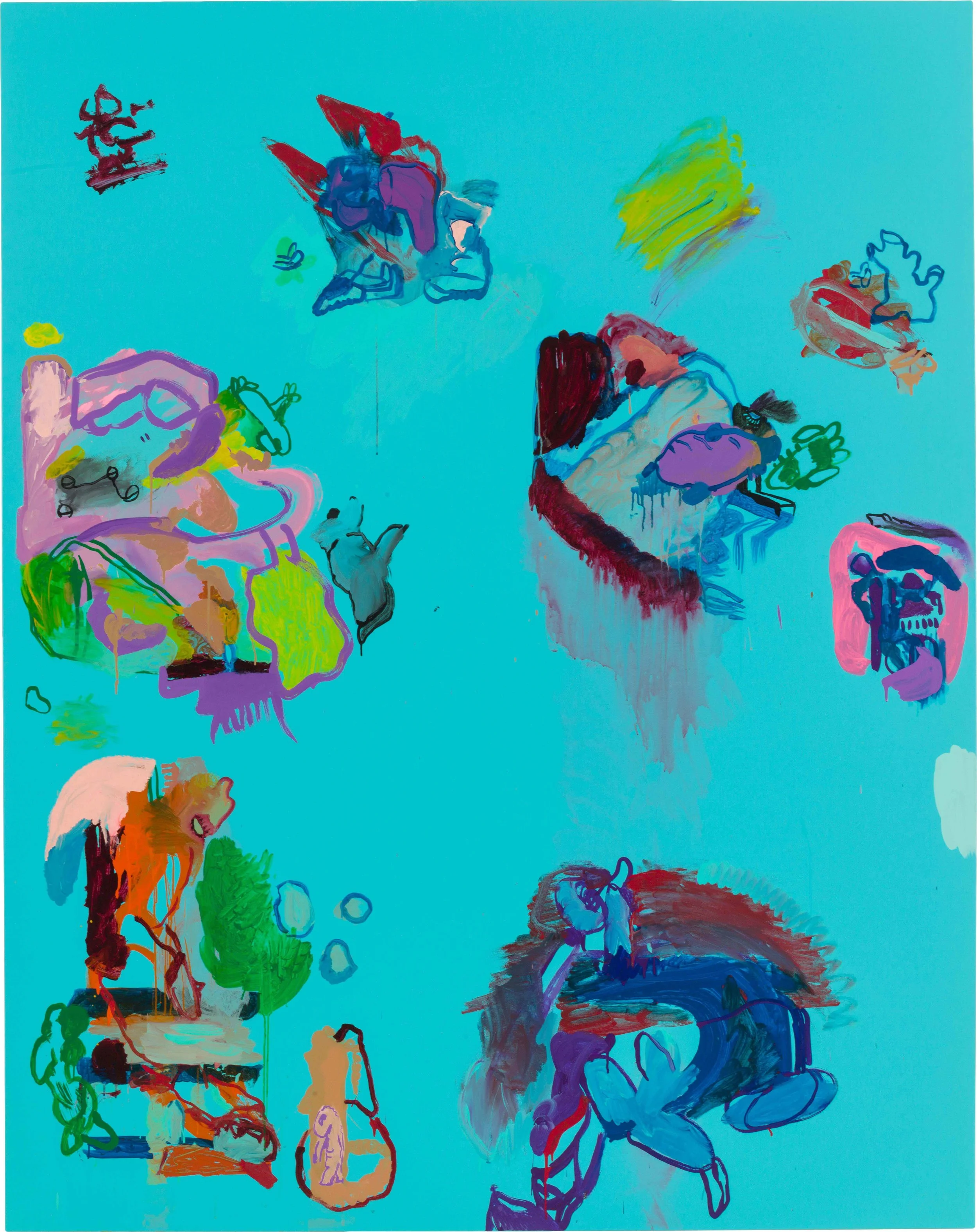 Drew Beattie and Ben Shepard Blue Chart 2014 acrylic on canvas 96 x 76 inches