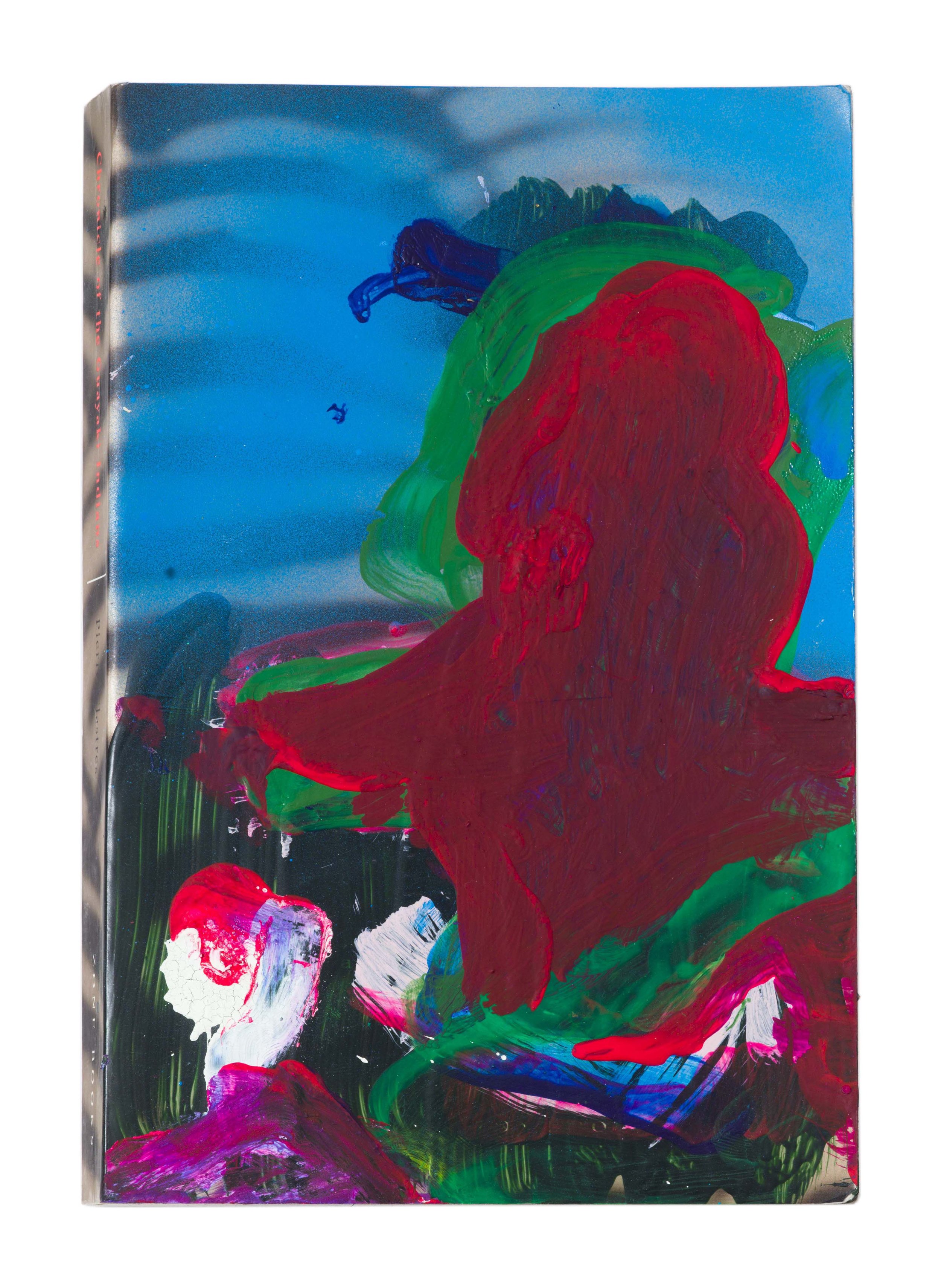  Drew Beattie and Ben Shepard  Chronicle of the Guayaki Indians  acrylic and spray paint on used book 2016 9 x 6 inches 
