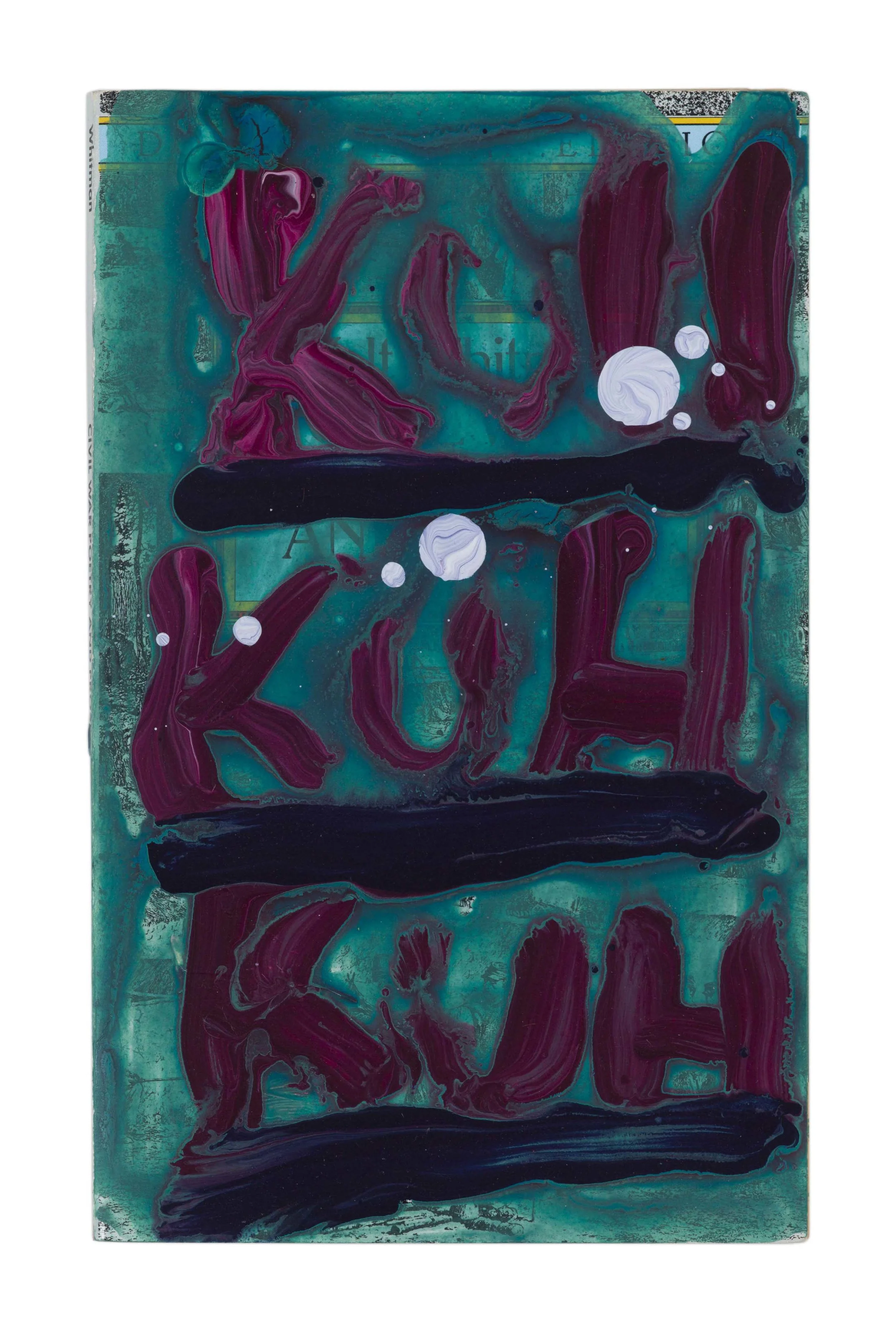 Drew Beattie and Ben Shepard Civil War Poetry and Prose acrylic on used book 2016 8 ¼ x 5 ⅛ inches