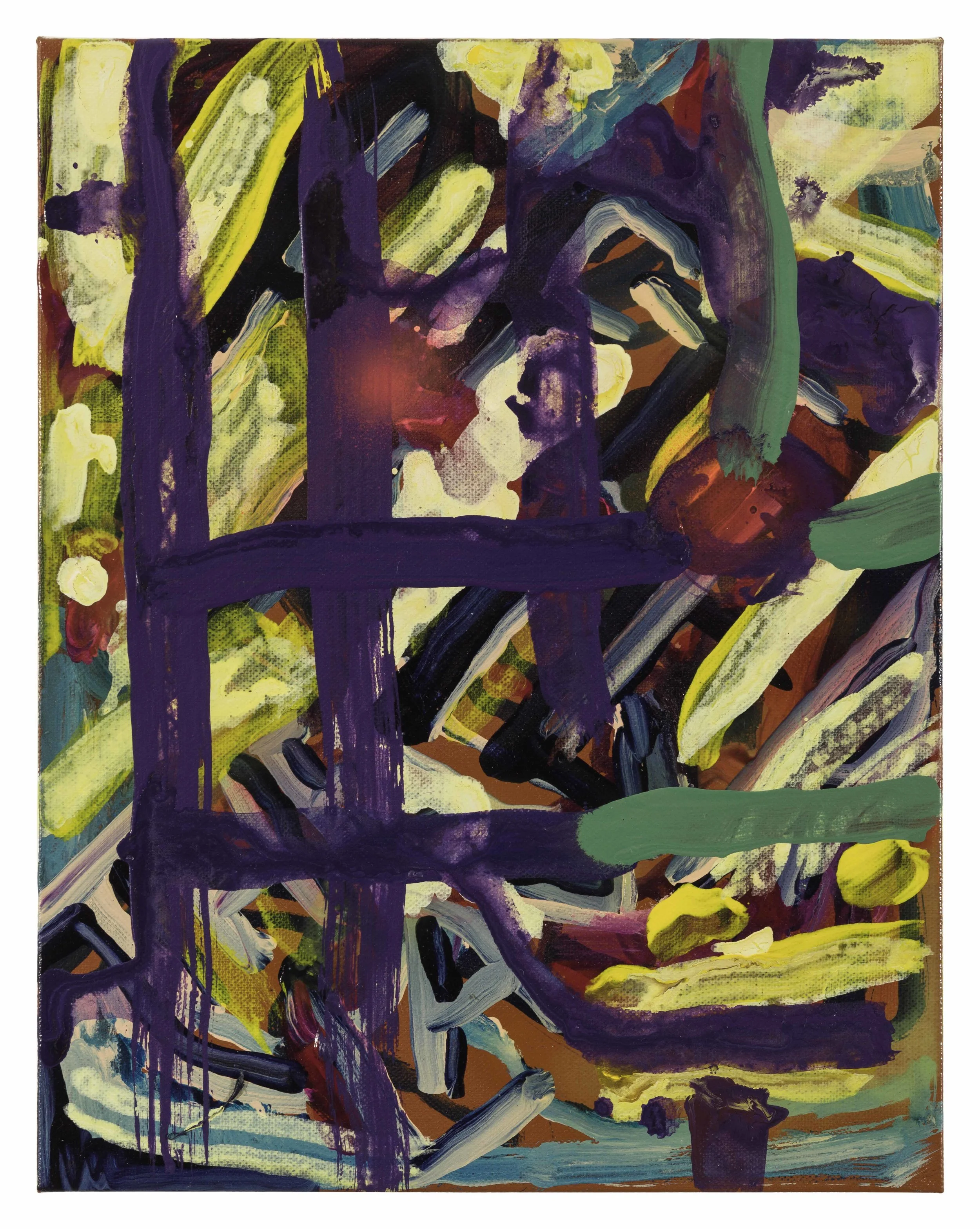 Drew Beattie and Ben Shepard Small Purple Cages 2016 acrylic and spray paint on canvas 14 x 11 inches