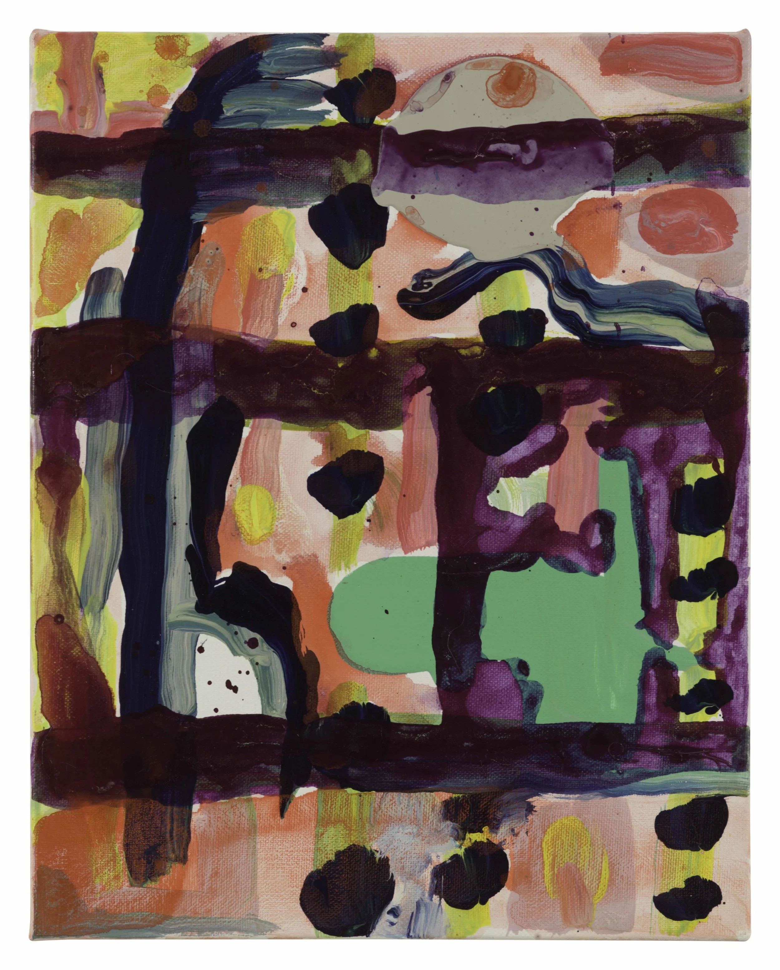 Drew Beattie and Ben Shepard Shelves and Falling Things 2016 acrylic on canvas 14 x 11 inches