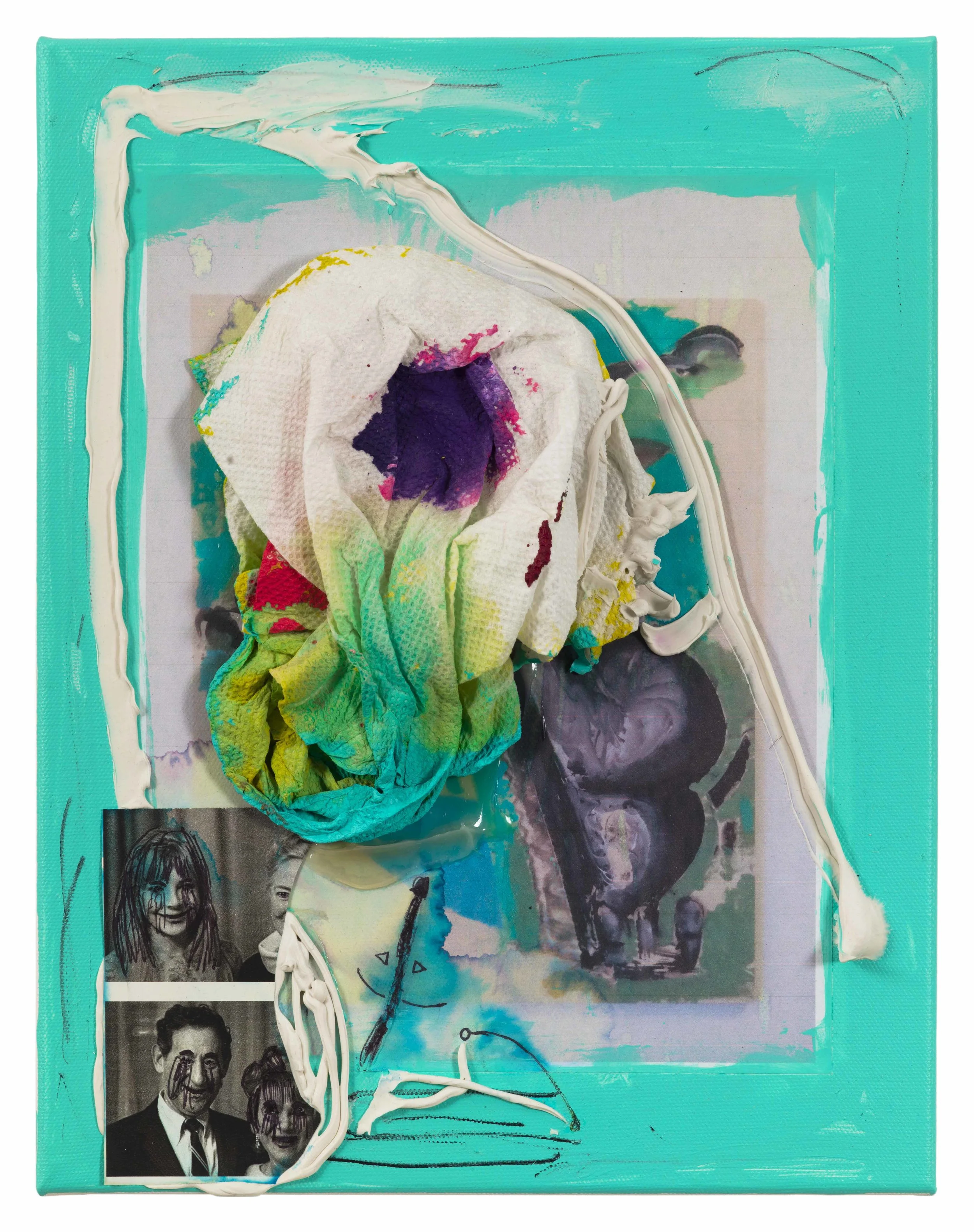 Drew Beattie Courtney's Way Out 2016 acrylic and collage on canvas 14 x 11 inches