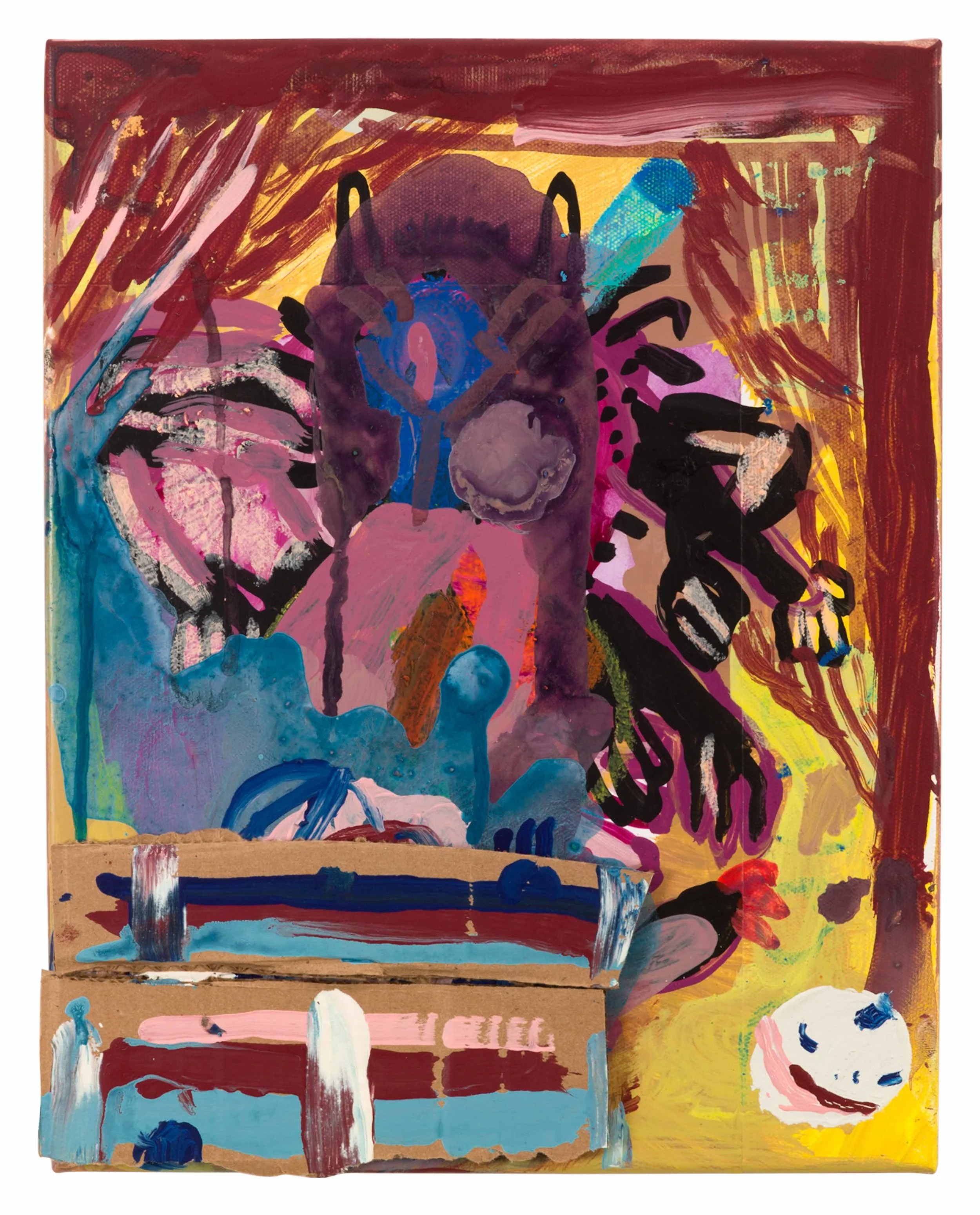 Drew Beattie and Ben Shepard Theater Scene 2015 acrylic, crayon and cardboard on canvas 14 x 11 inches