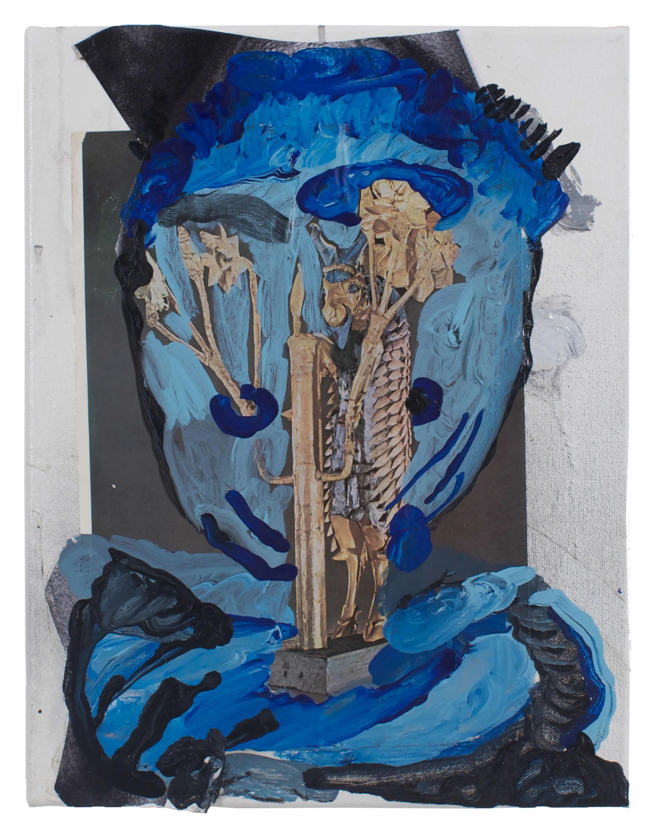 Drew Beattie and Ben Shepard Table for One 2014 acrylic and collage on canvas 14 x 11 inches